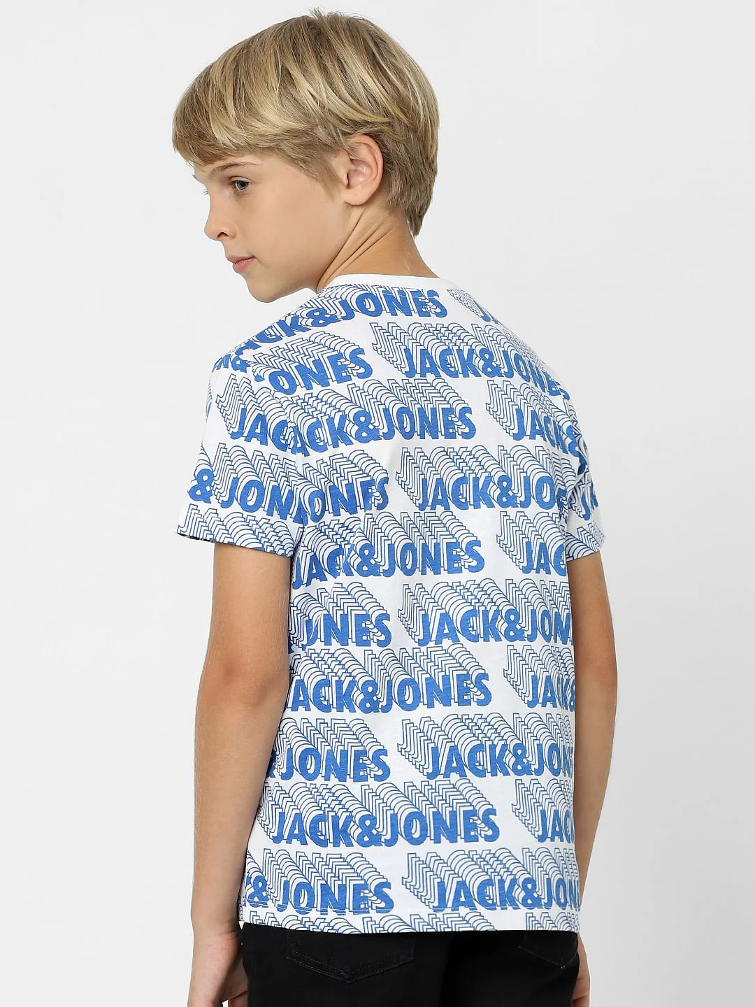 Boys White Logo Print Crew Neck T-shirt - Image 4