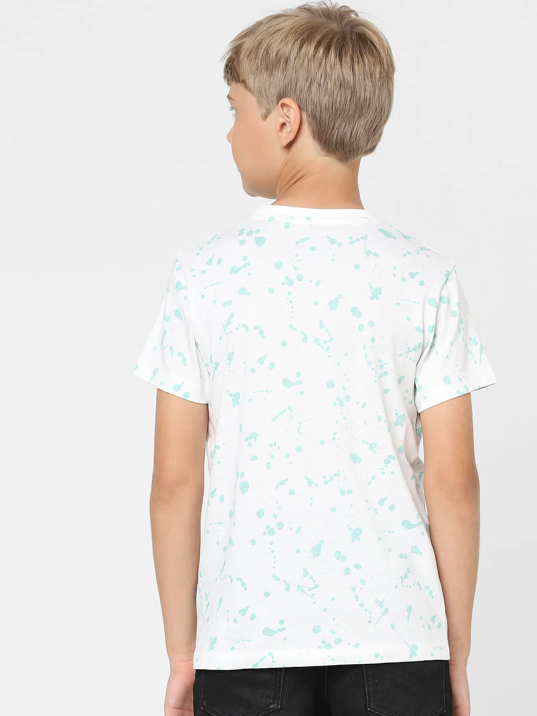 Boys White Printed Crew Neck T-shirt - Image 4