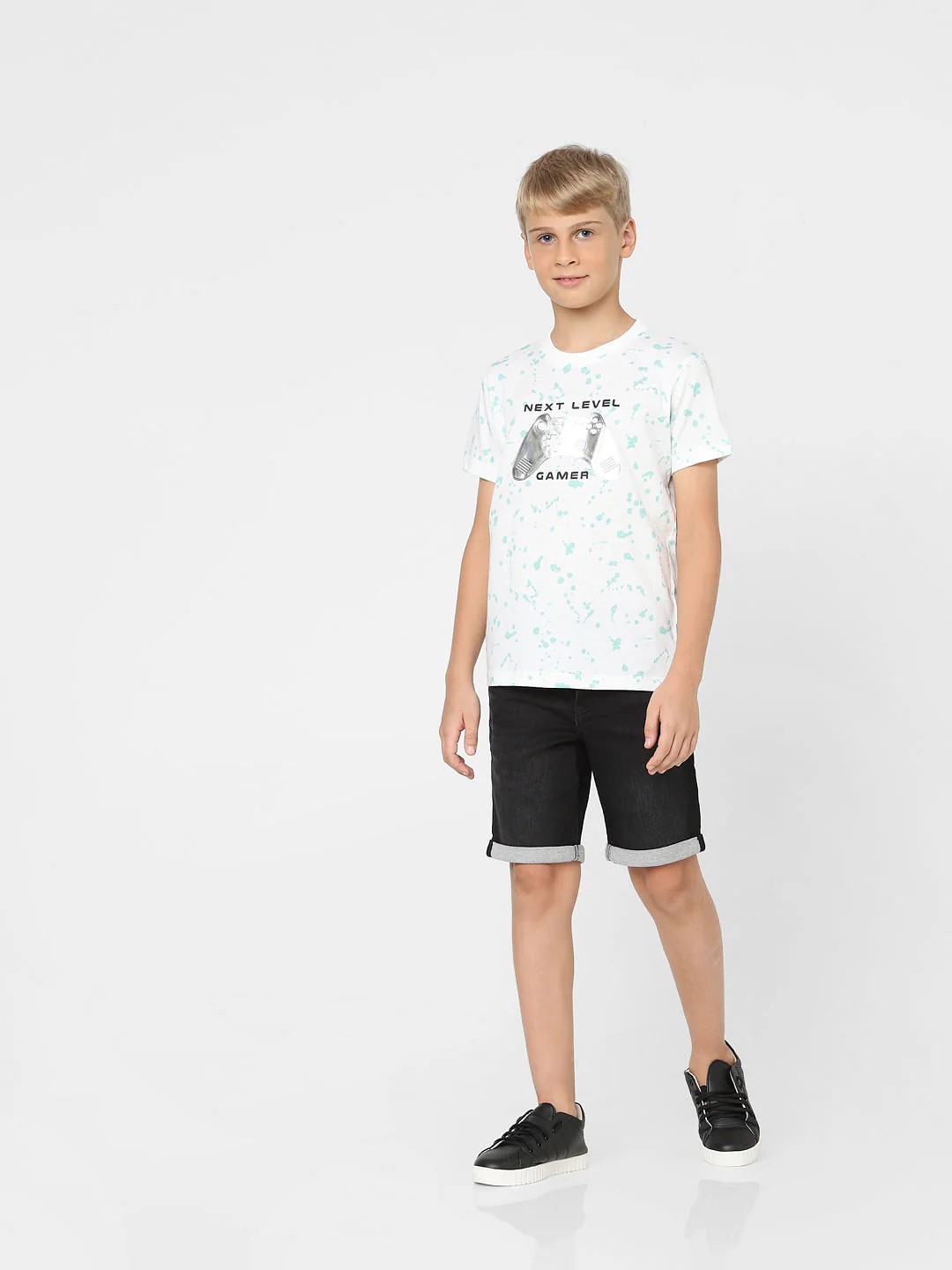 Boys White Printed Crew Neck T-shirt - Image 6