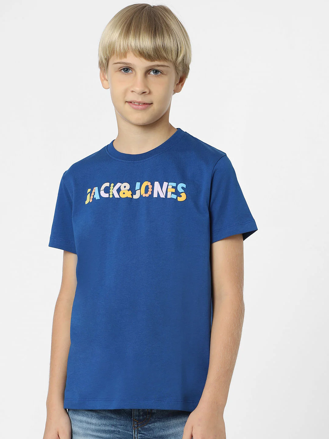 BOYS Blue Logo Print T-shirt - Image 2