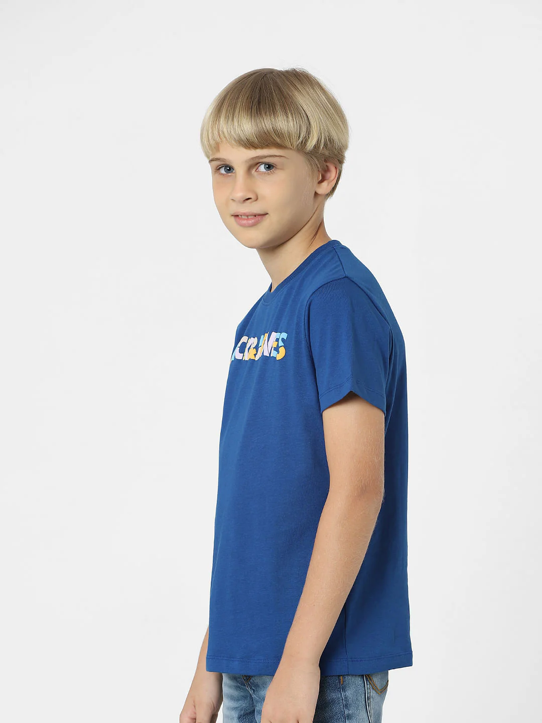 BOYS Blue Logo Print T-shirt - Image 3