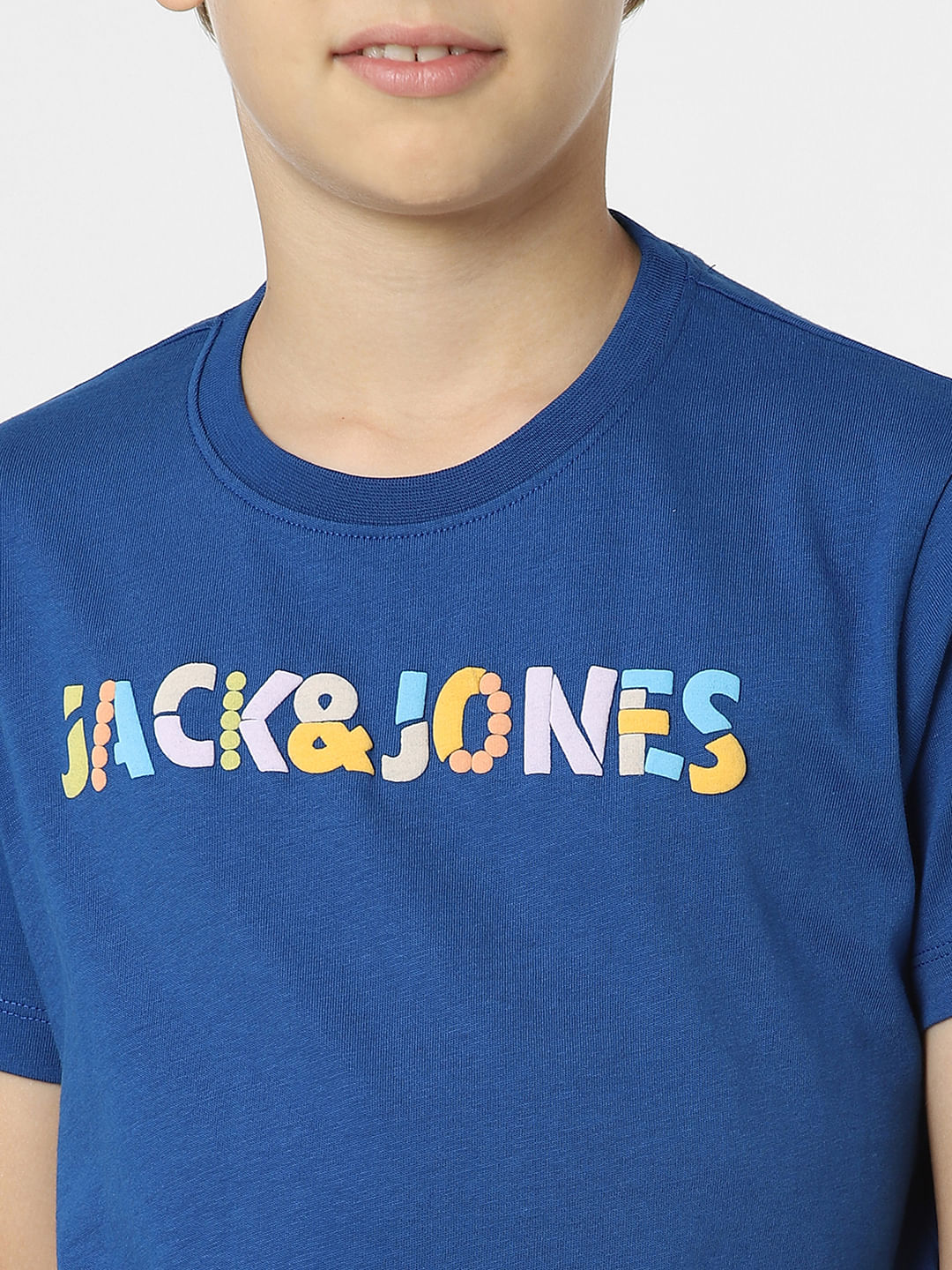 BOYS Blue Logo Print T-shirt - Image 5