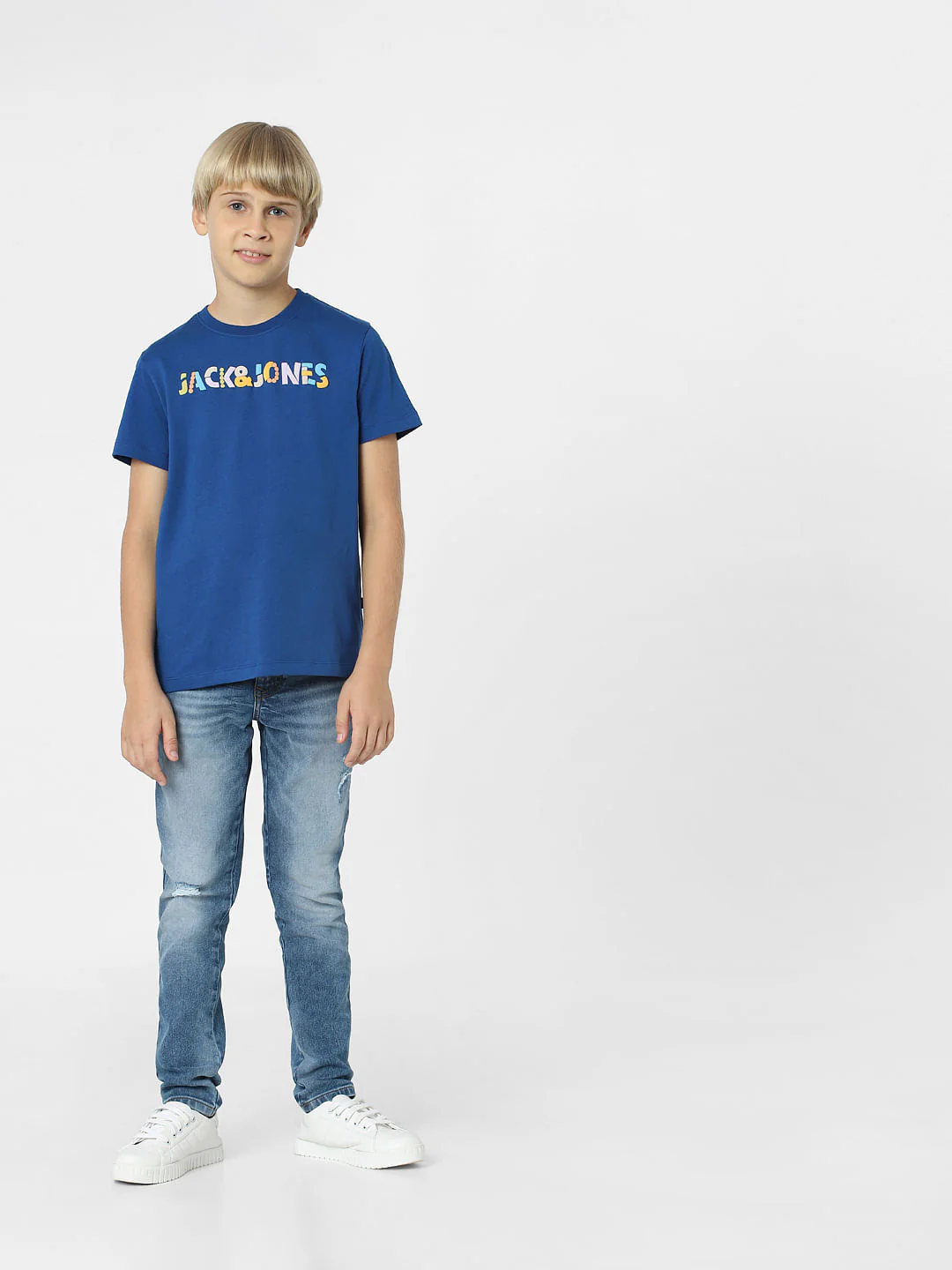 BOYS Blue Logo Print T-shirt - Image 6