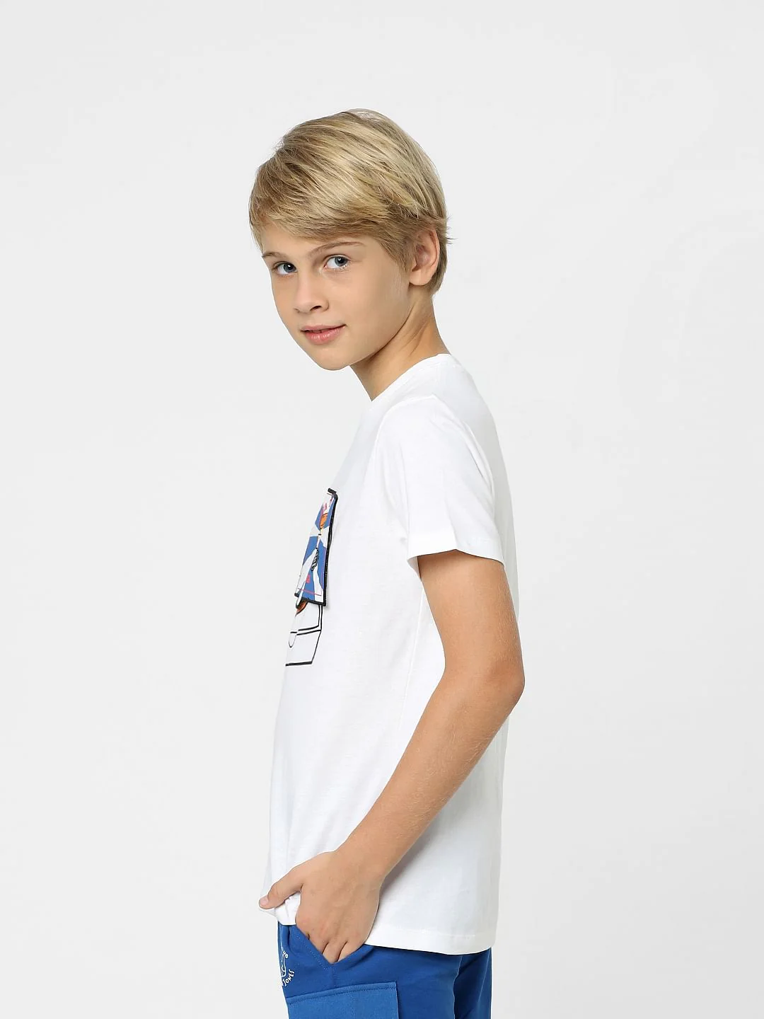 Boys White 3D Pizza Print T-shirt - Image 3