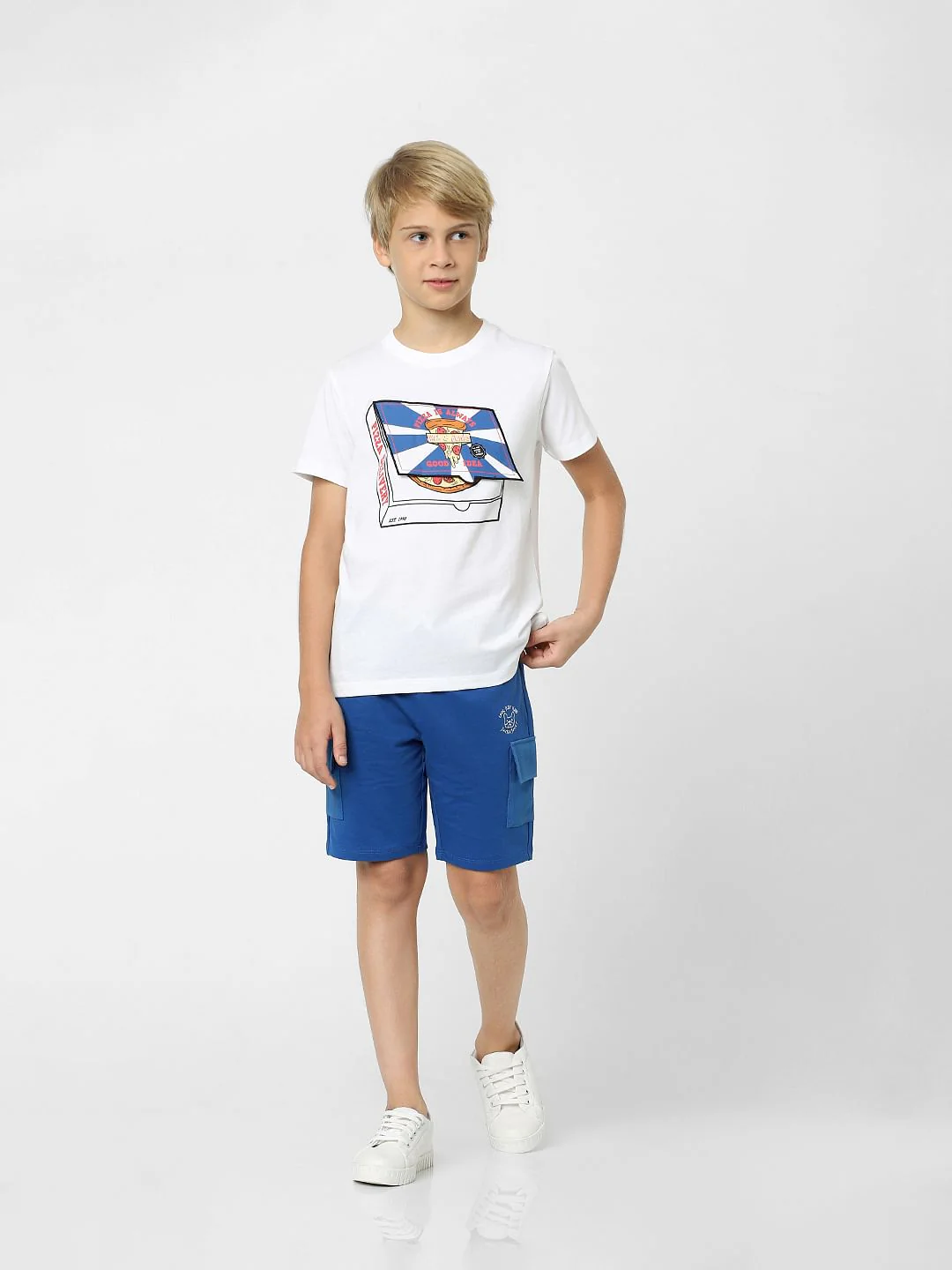 Boys White 3D Pizza Print T-shirt - Image 7