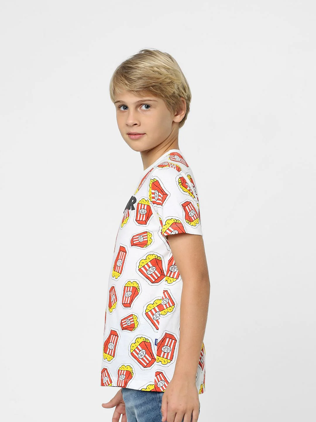 Boys White Fries Print T-shirt - Image 3