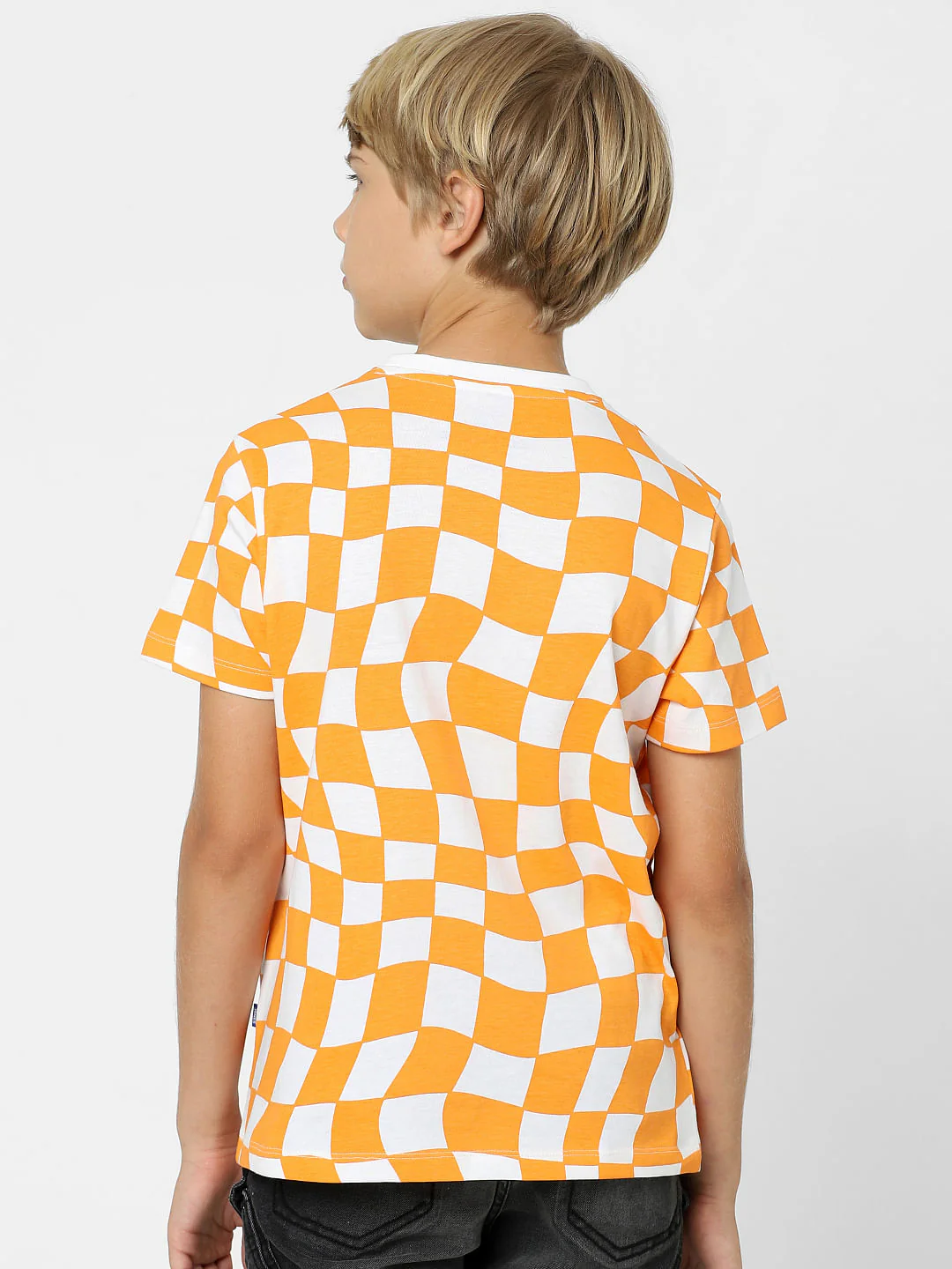 Boys Orange Printed Crew Neck T-shirt - Image 4