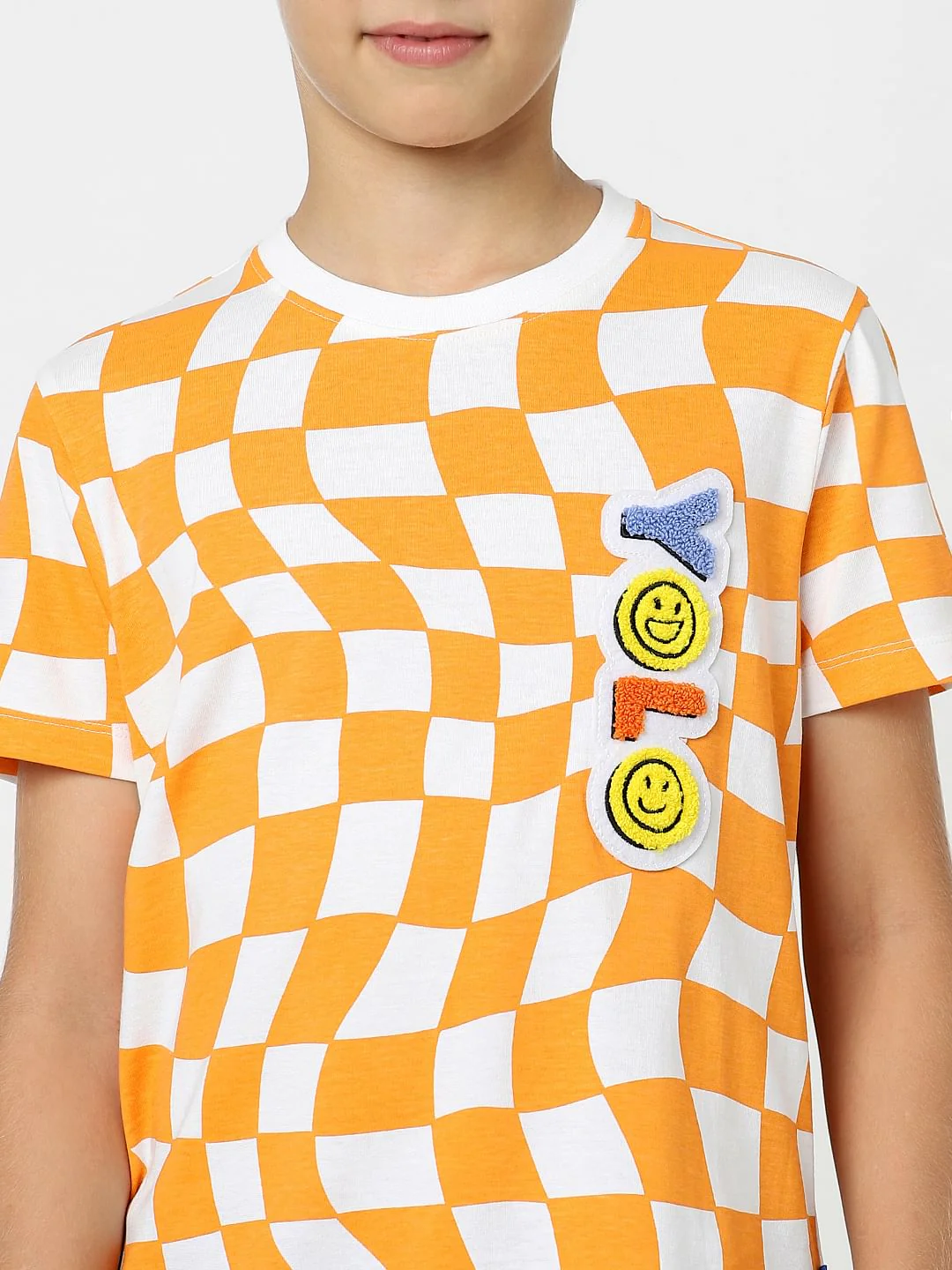 Boys Orange Printed Crew Neck T-shirt - Image 5