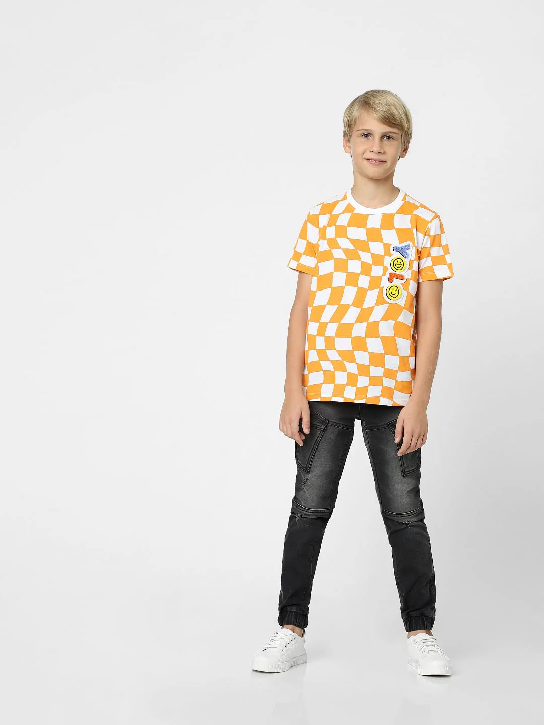 Boys Orange Printed Crew Neck T-shirt - Image 6