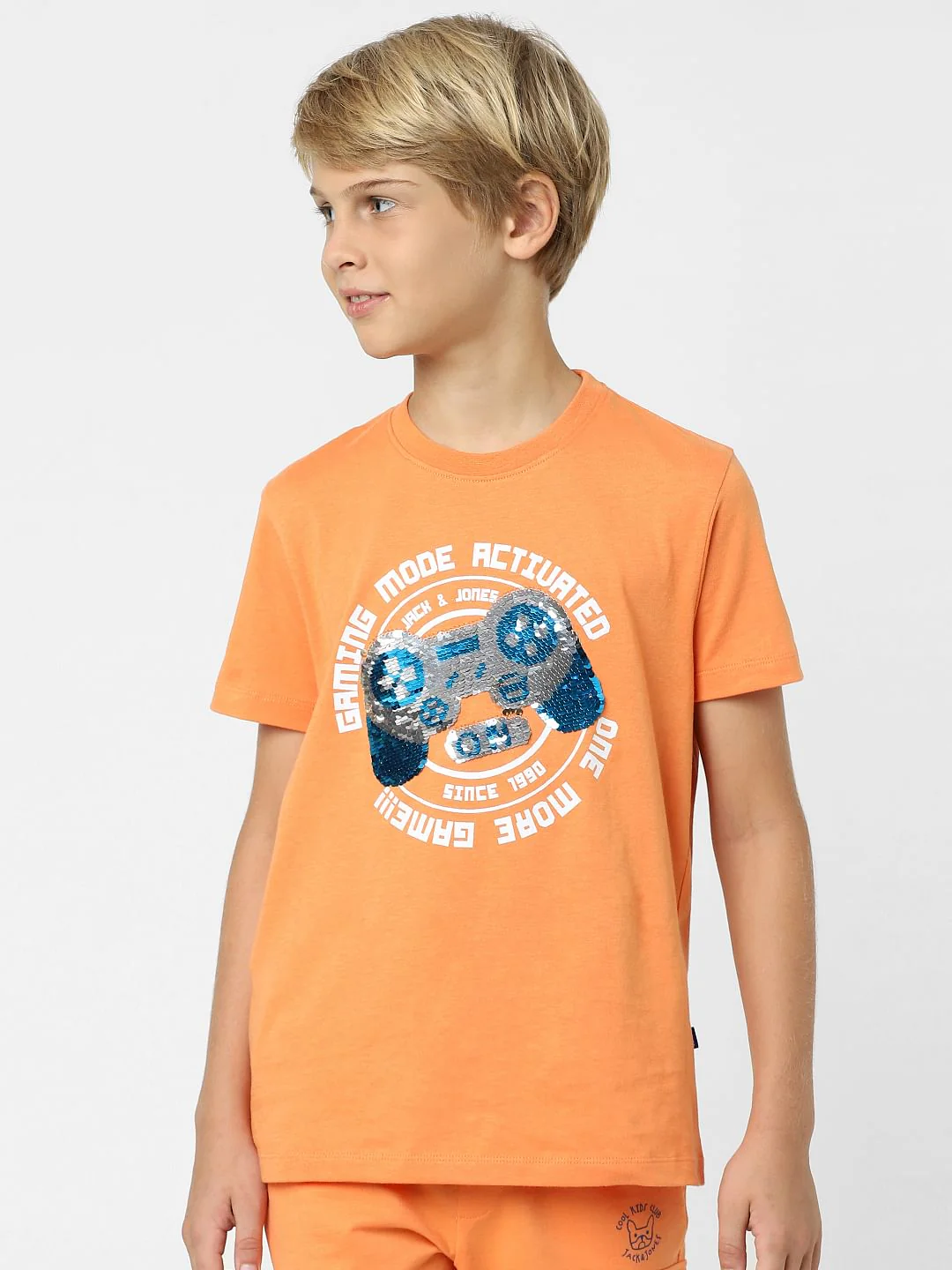 Boys Orange Graphic Print T-shirt - Image 2