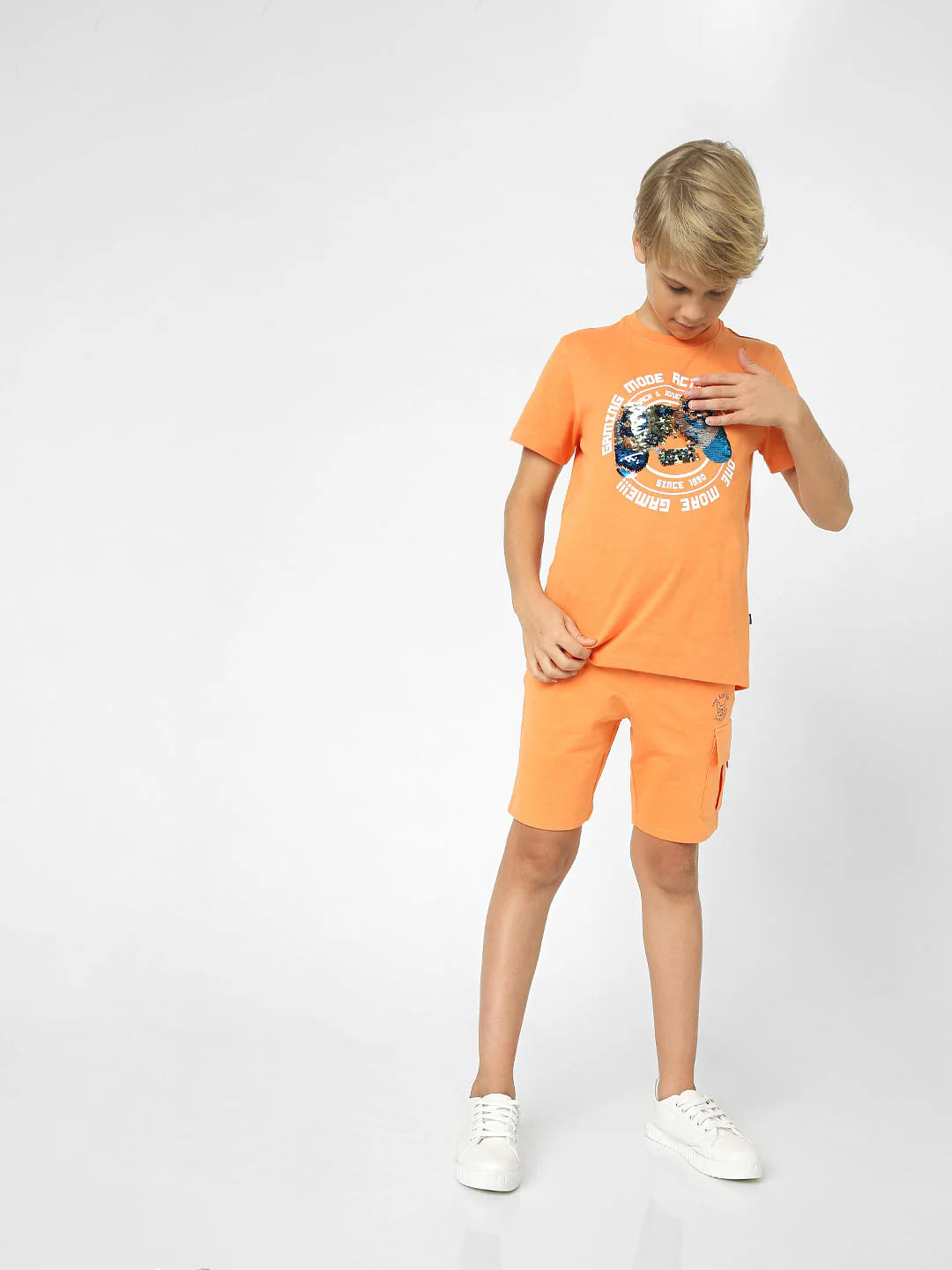 Boys Orange Graphic Print T-shirt - Image 6