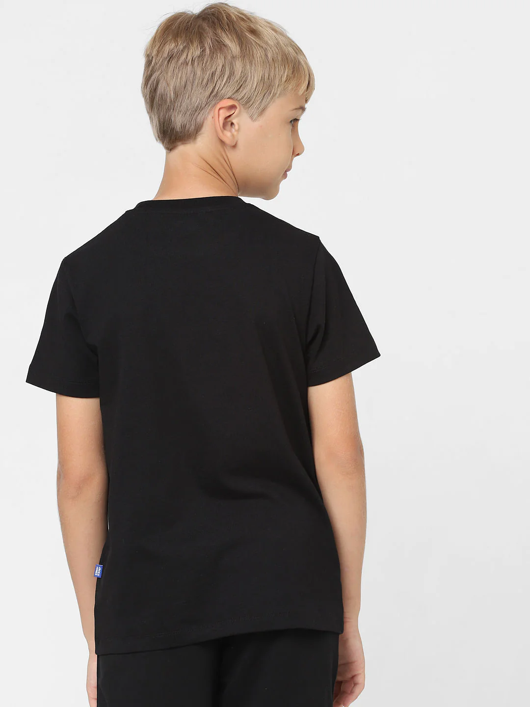 Boys Black Printed Crew Neck T-shirt - Image 4