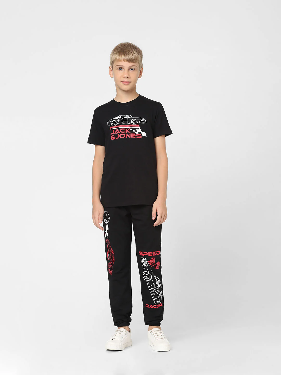 Boys Black Printed Crew Neck T-shirt - Image 6