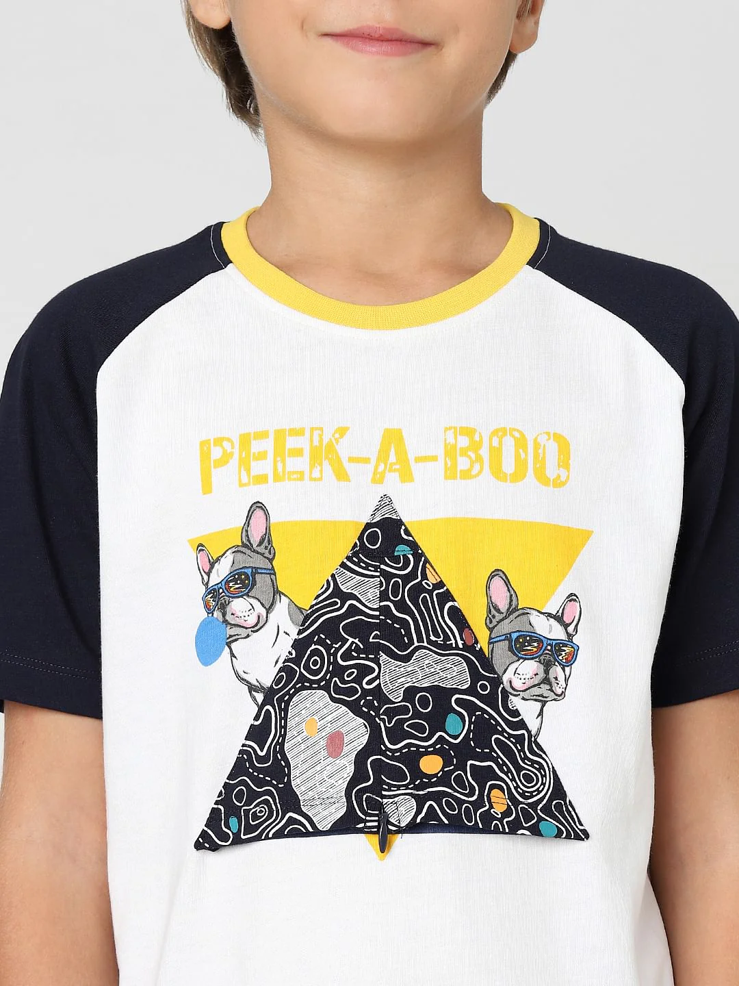 Boys White Colourblocked Crew Neck T-shirt - Image 5
