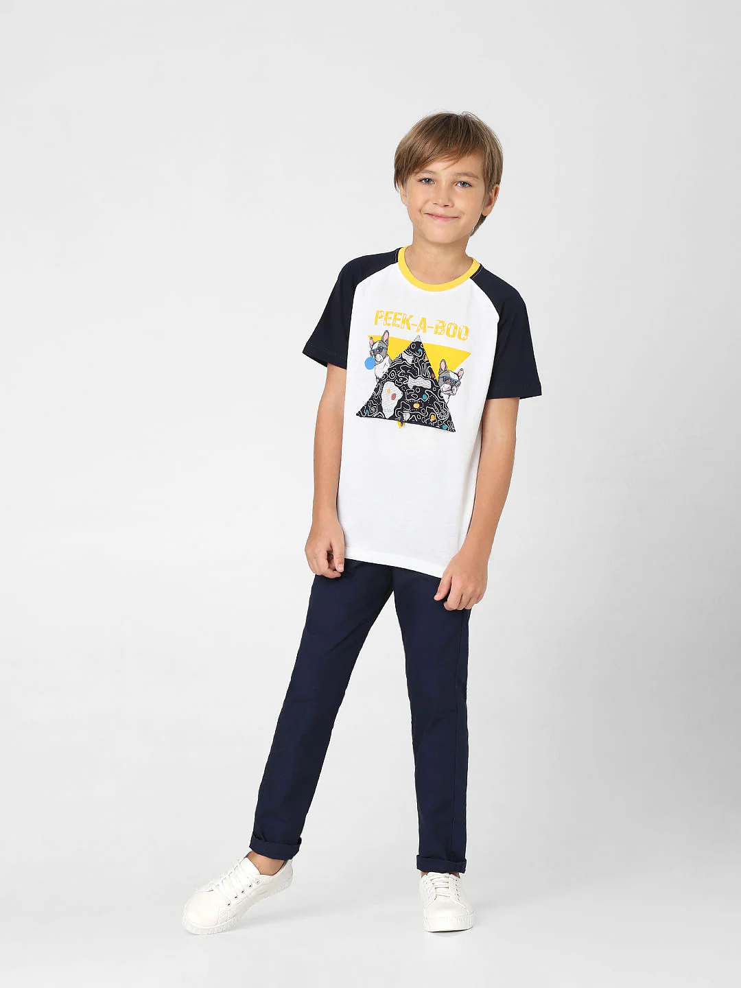 Boys White Colourblocked Crew Neck T-shirt - Image 7