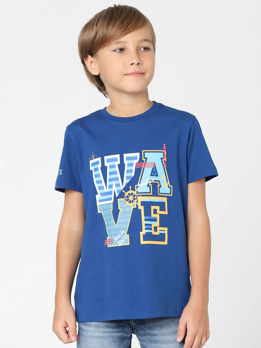 Boys Blue Graphic Print Crew Neck T-shirt - Image 2