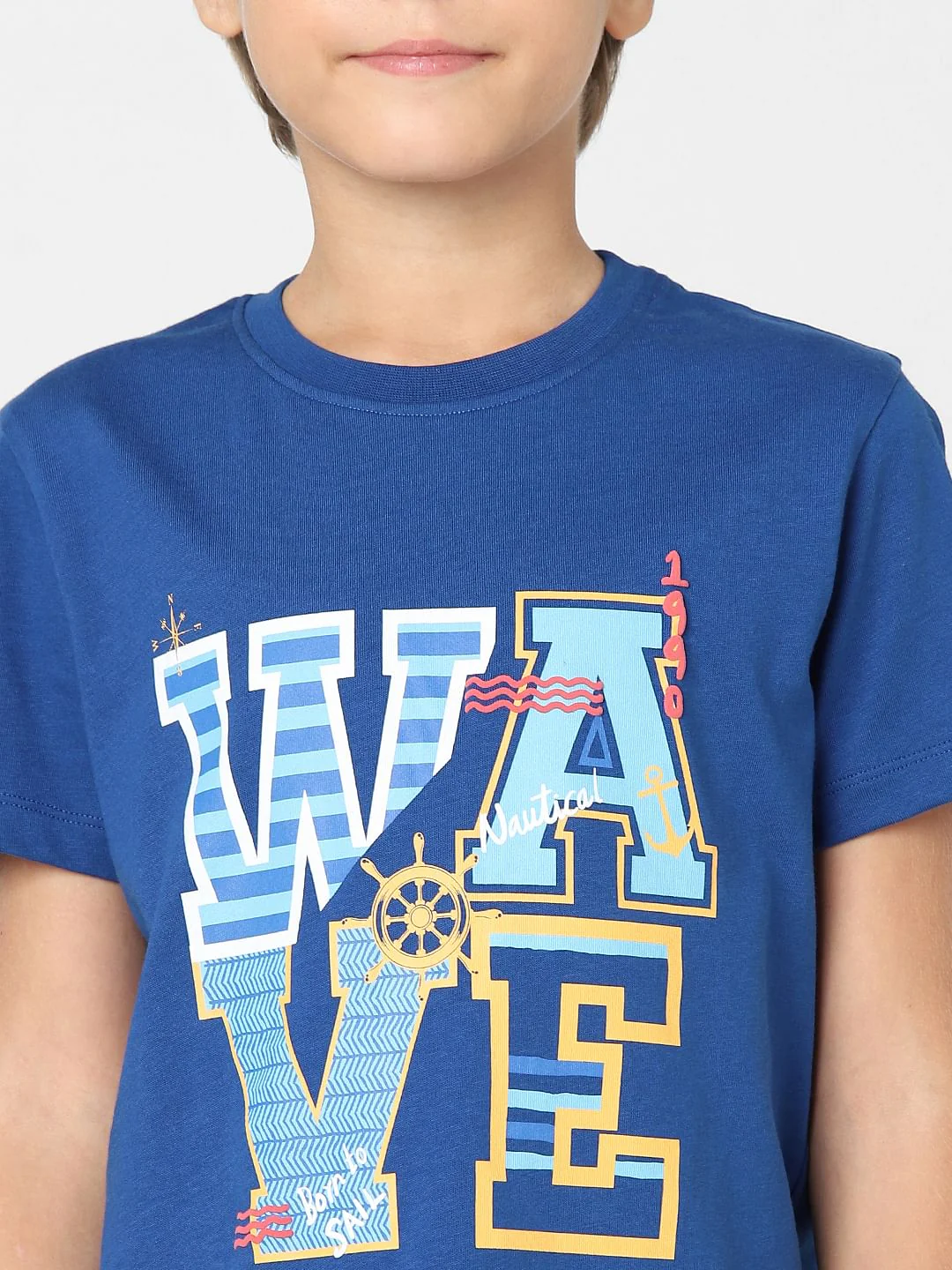 Boys Blue Graphic Print Crew Neck T-shirt - Image 5