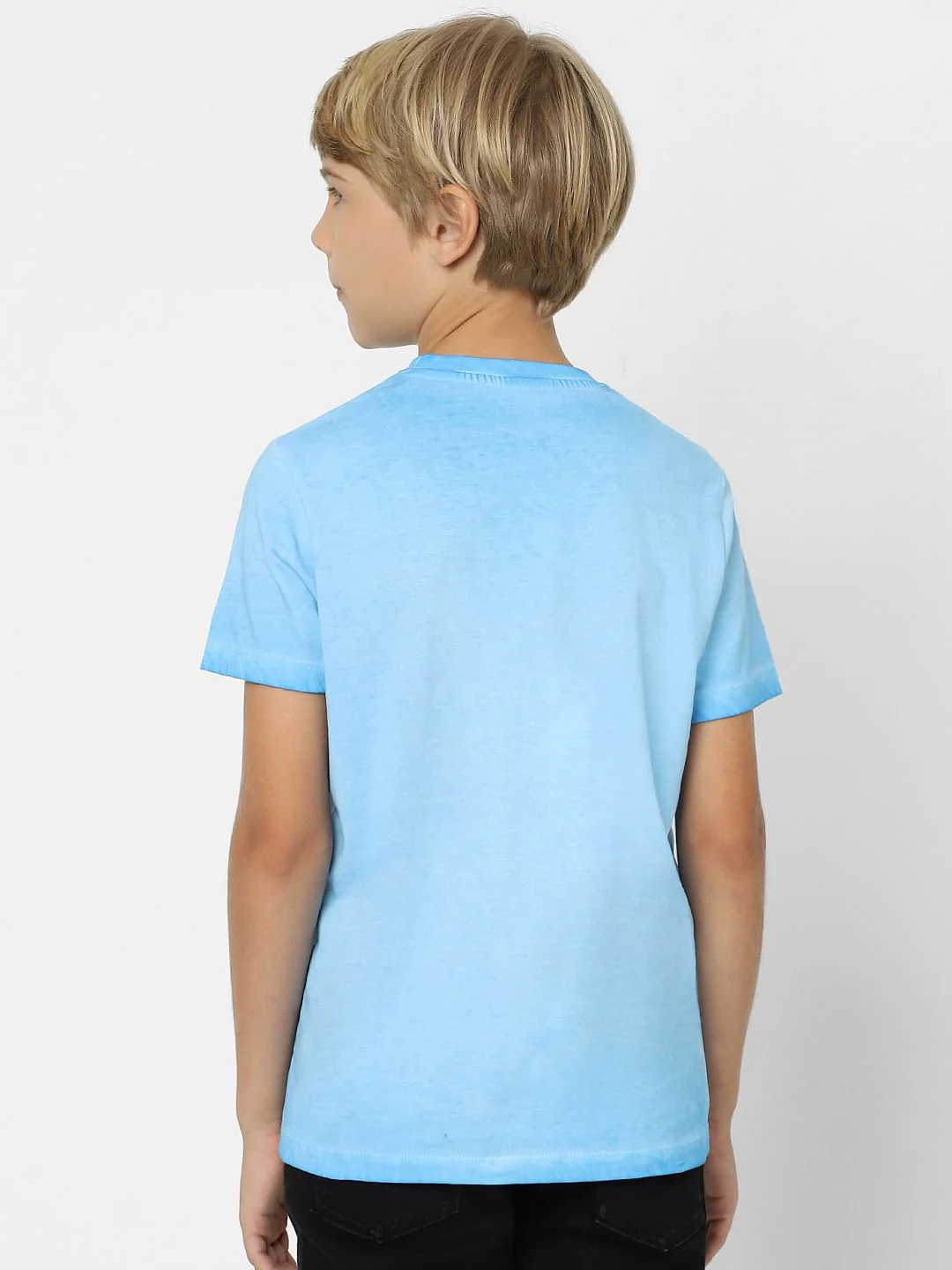 Boys Blue Printed Crew Neck T-shirt - Image 4
