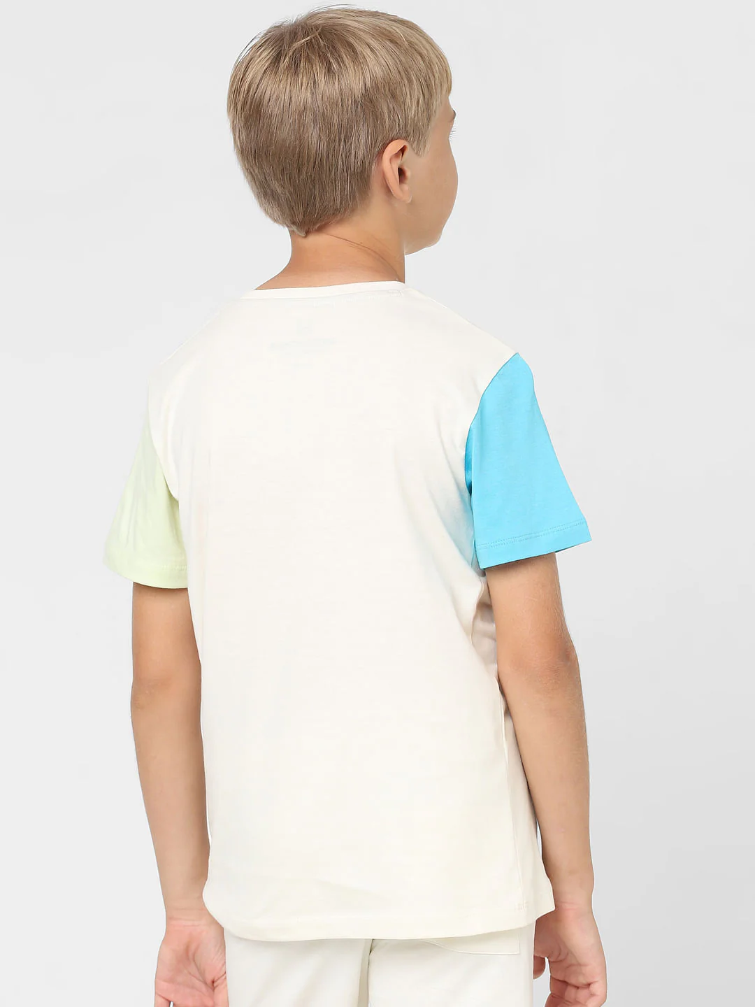 Boys Beige Colourblocked Co-ord T-shirt - Image 4