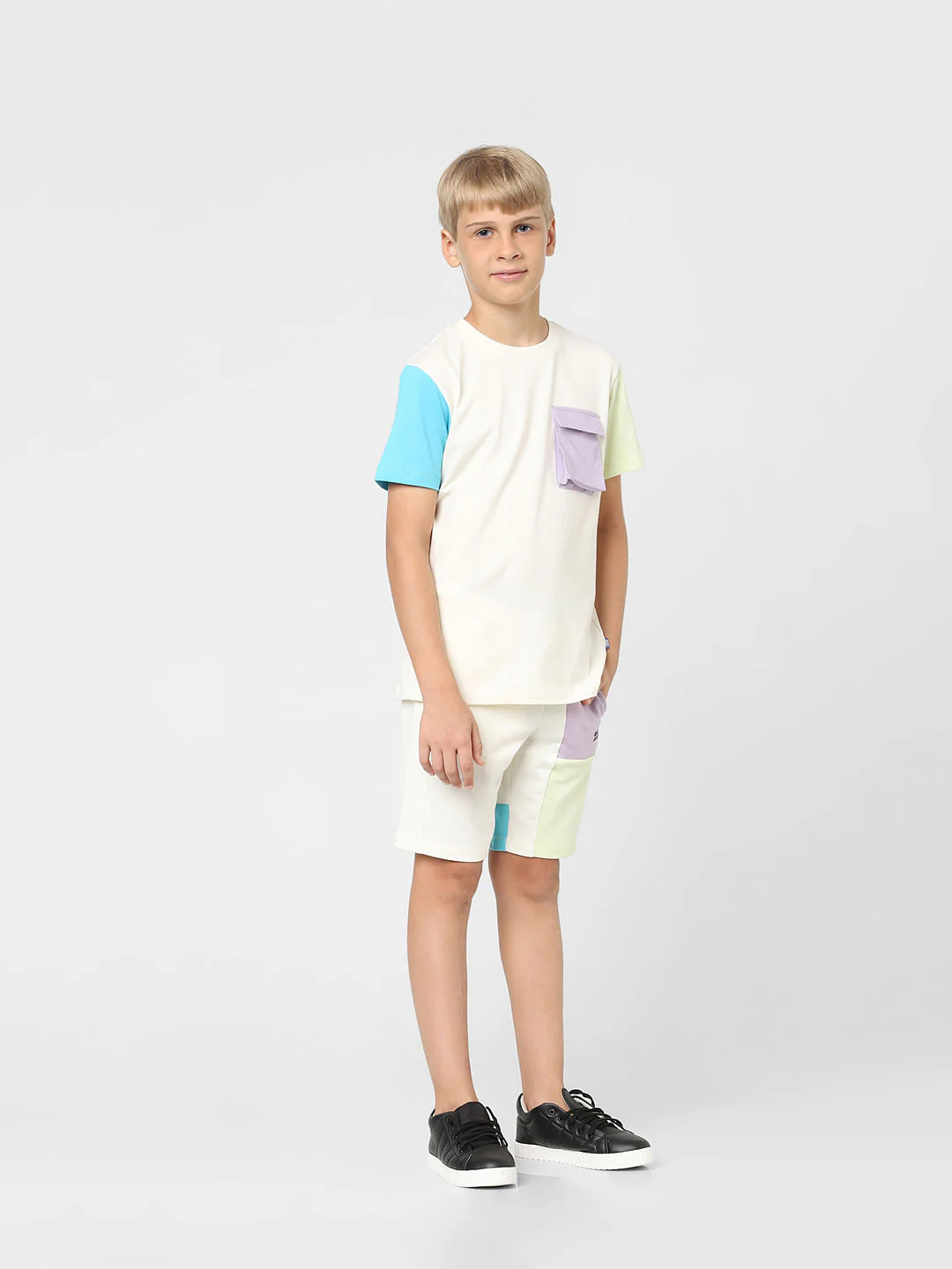 Boys Beige Colourblocked Co-ord T-shirt - Image 6