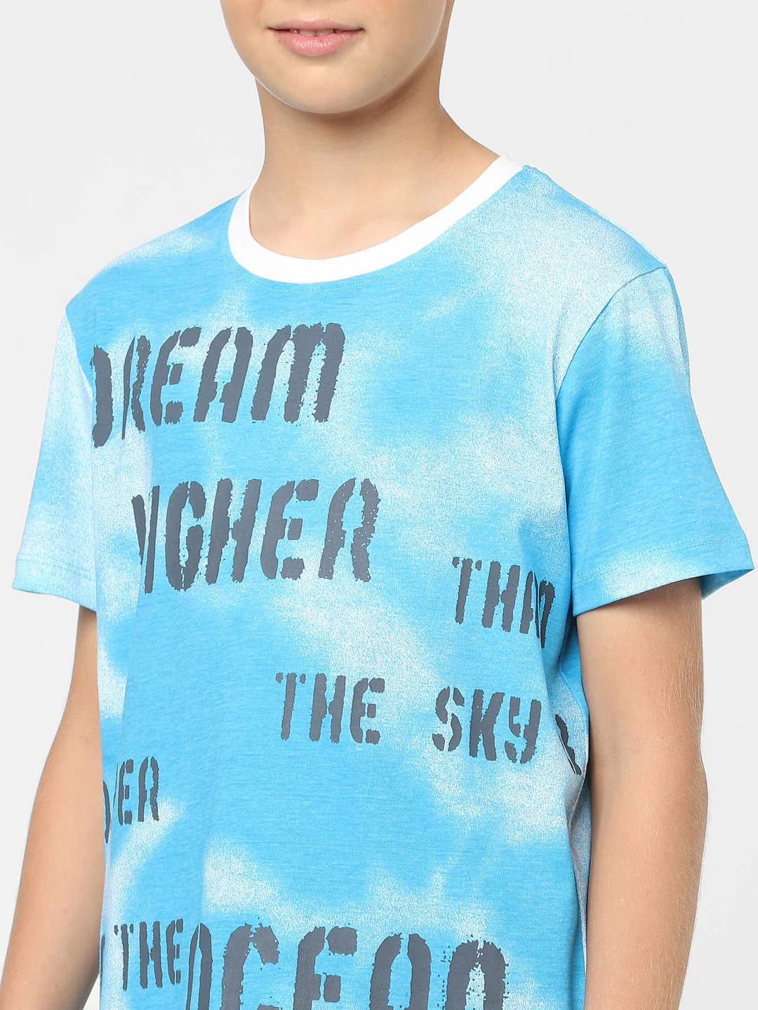 Boys Blue Slogan Print Crew Neck T-shirt - Image 5