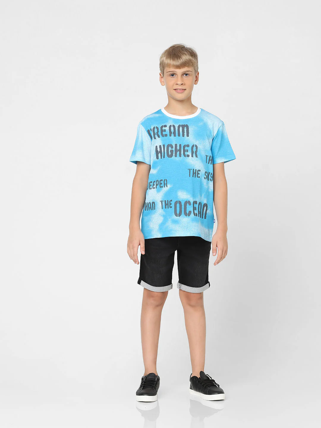 Boys Blue Slogan Print Crew Neck T-shirt - Image 6