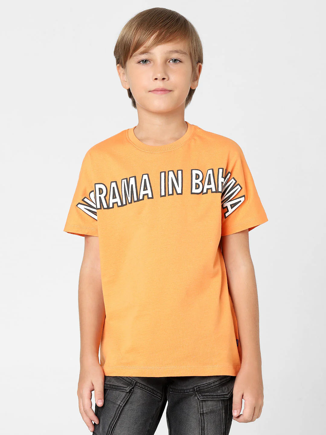 Boys Orange Crew Neck T-shirt - Image 2