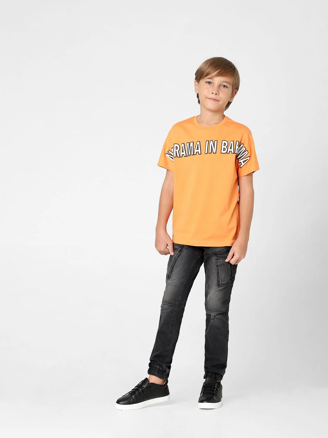 Boys Orange Crew Neck T-shirt - Image 6