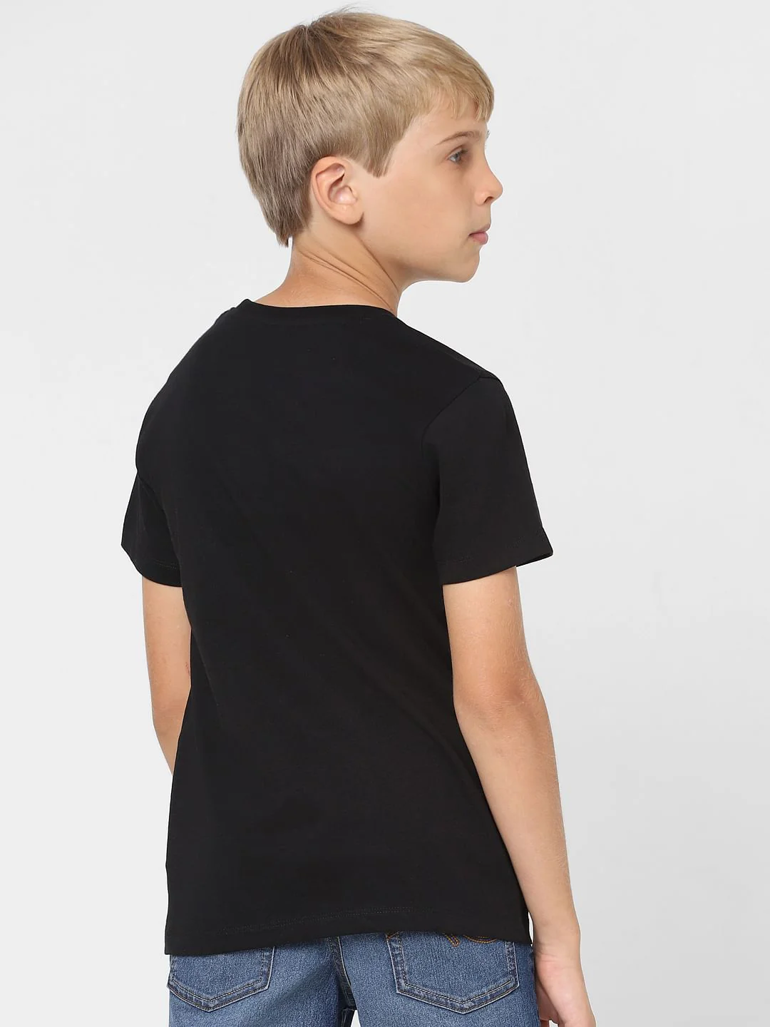 Boys Black Logo Print Crew Neck T-shirt - Image 4
