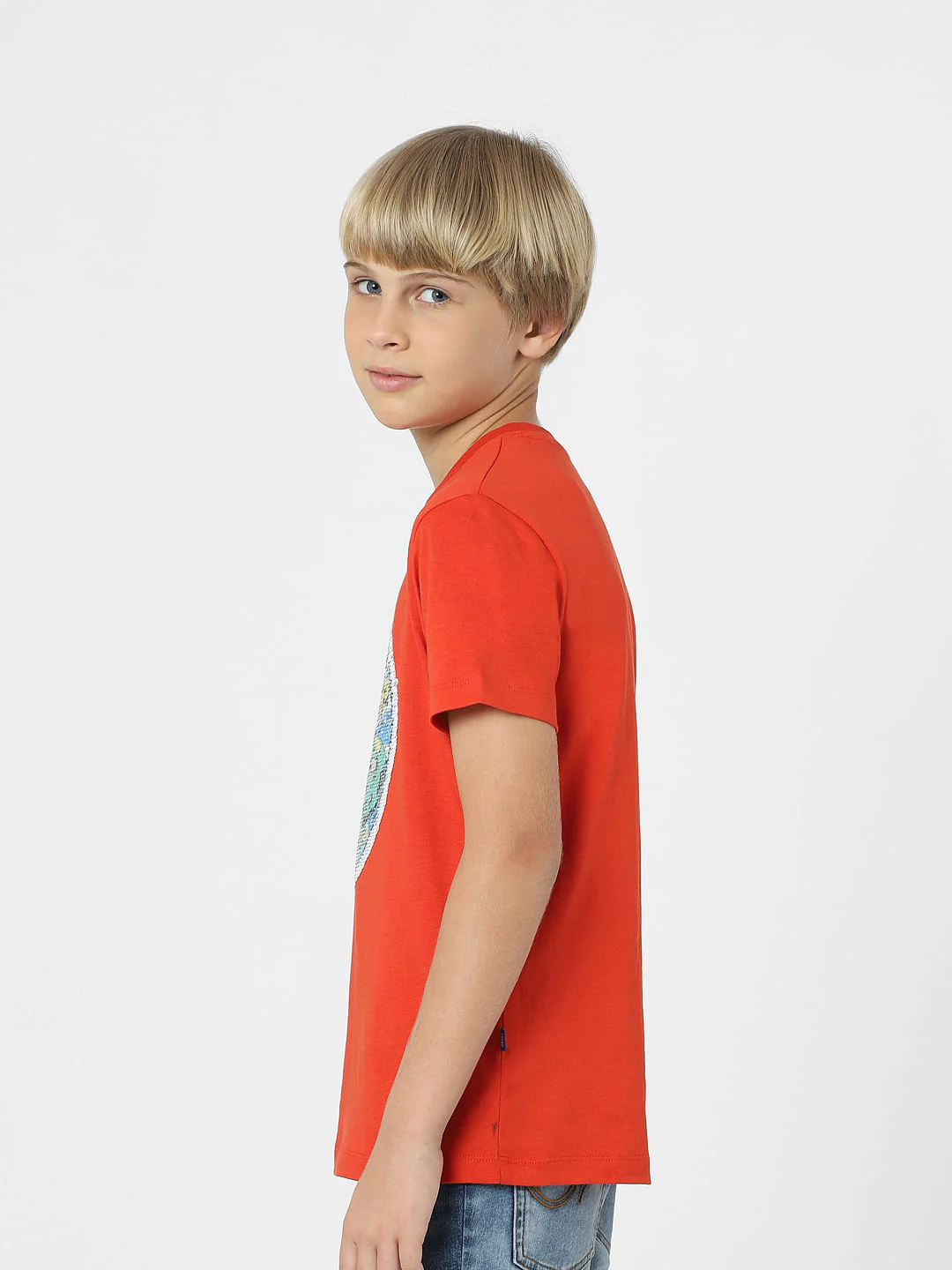 BOYS Red Sequin Detail Printed T-shirt - Image 3