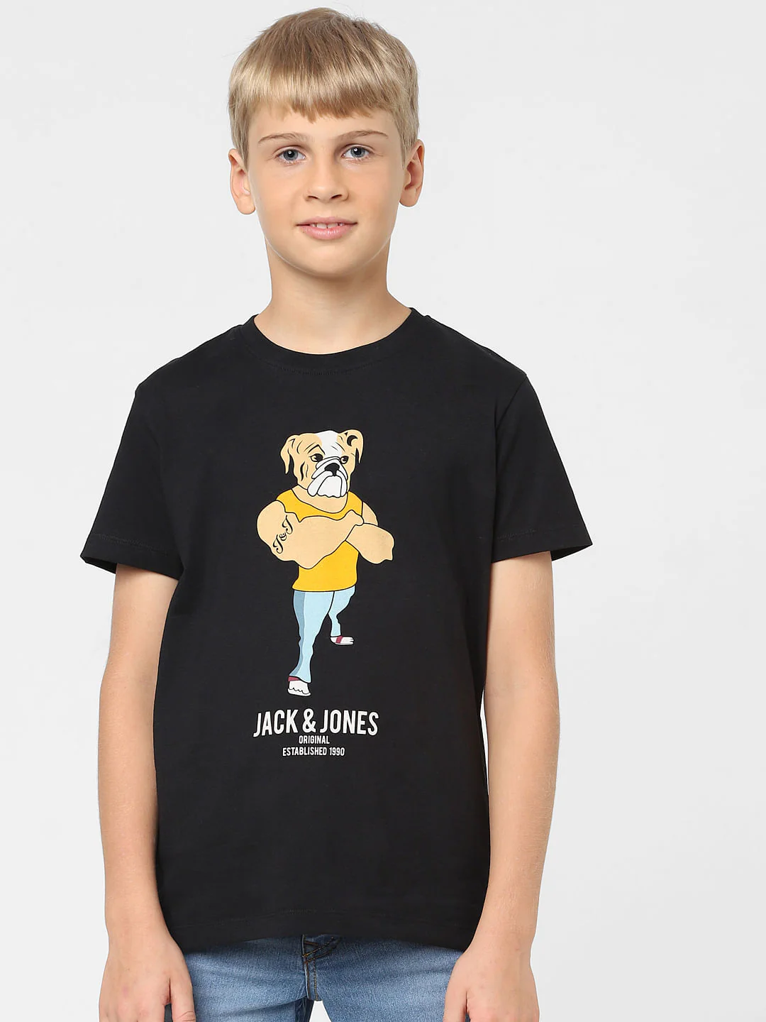 Boys Black Graphic Print T-shirt - Image 2