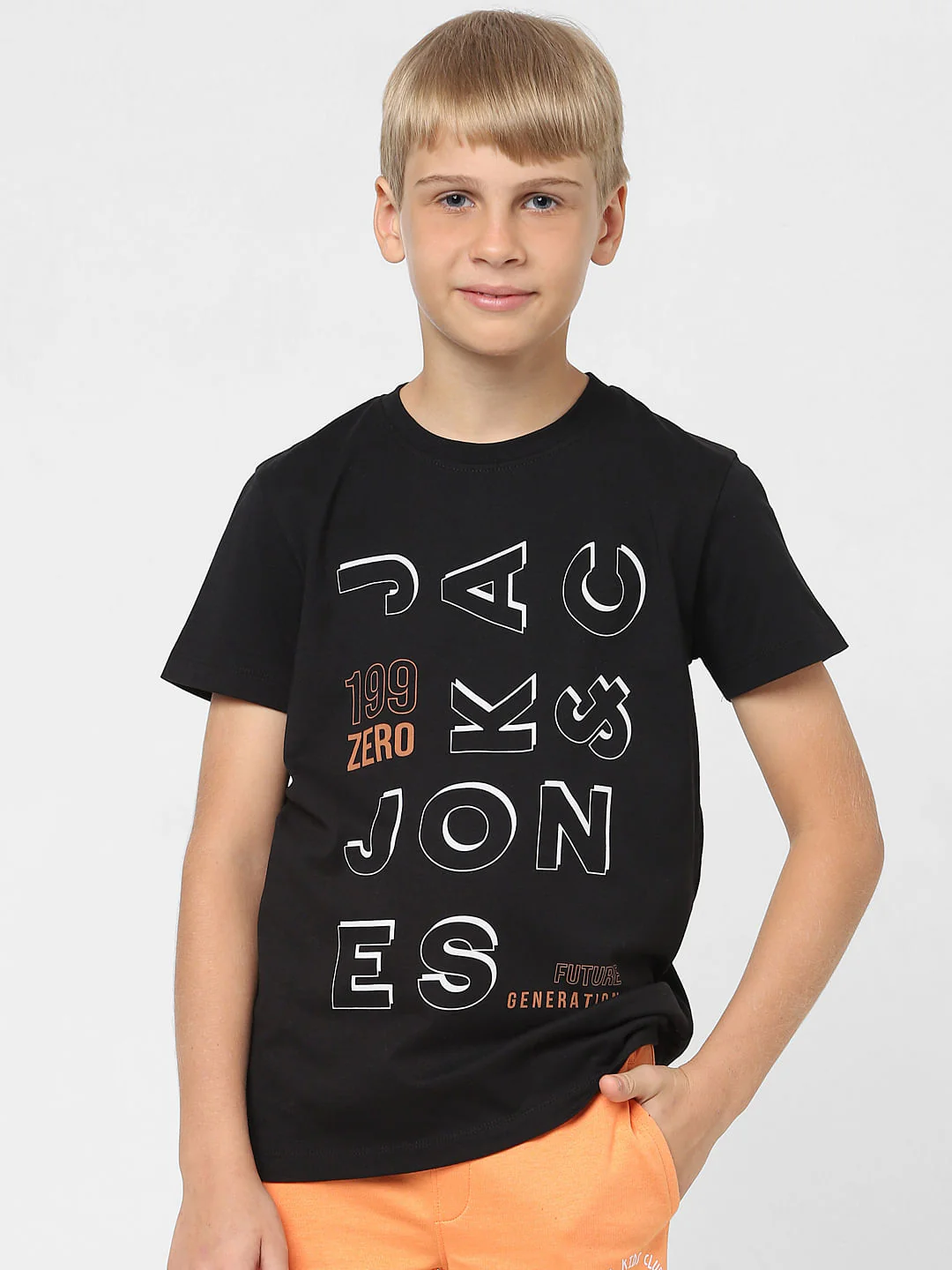 Boys Black Logo Print Crew Neck T-shirt - Image 2