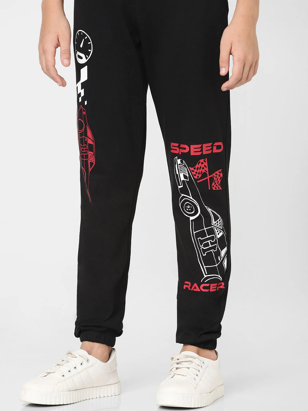 Boys Black Mid Rise Printed Sweatpants - Image 3