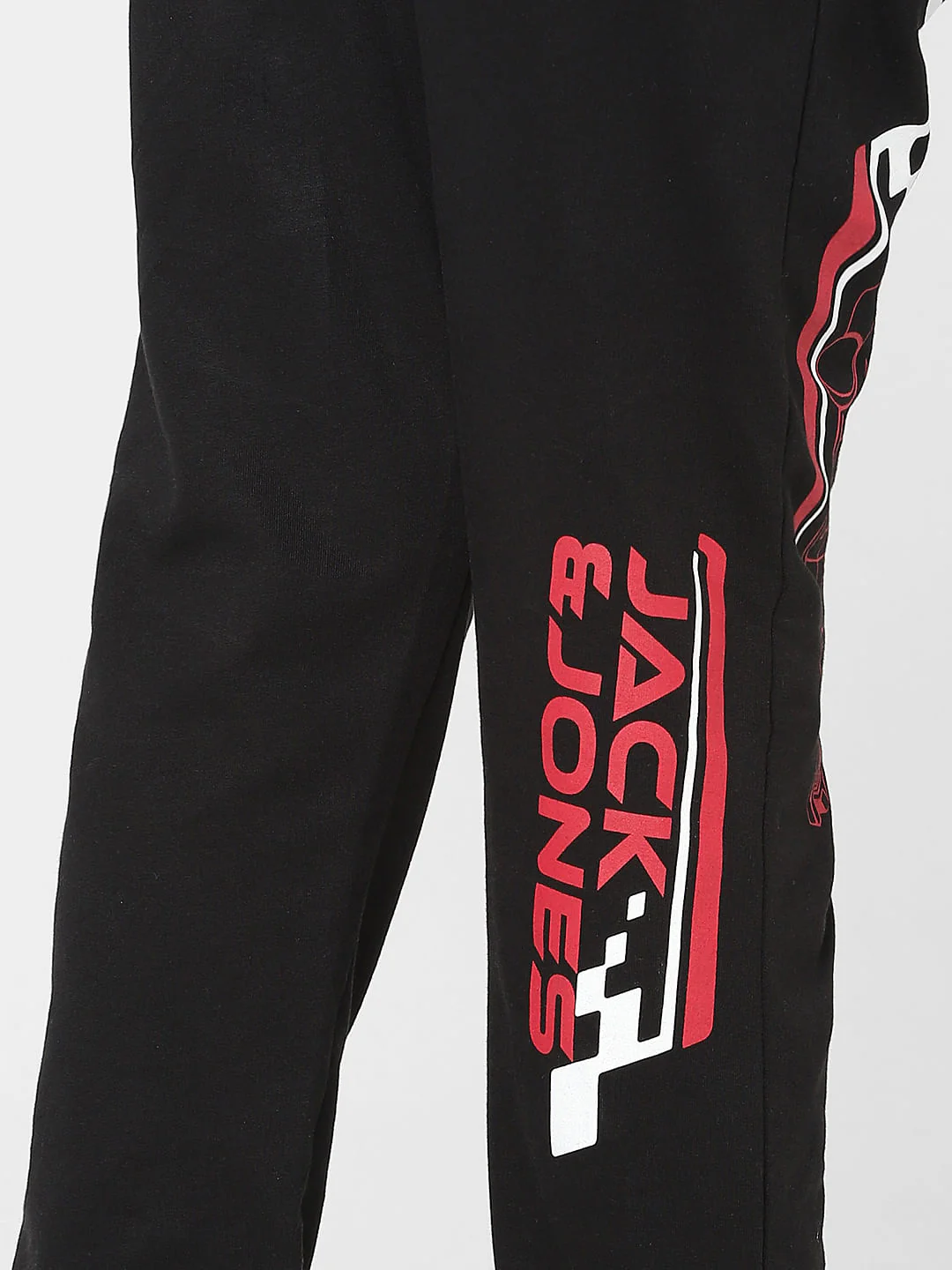 Boys Black Mid Rise Printed Sweatpants - Image 6