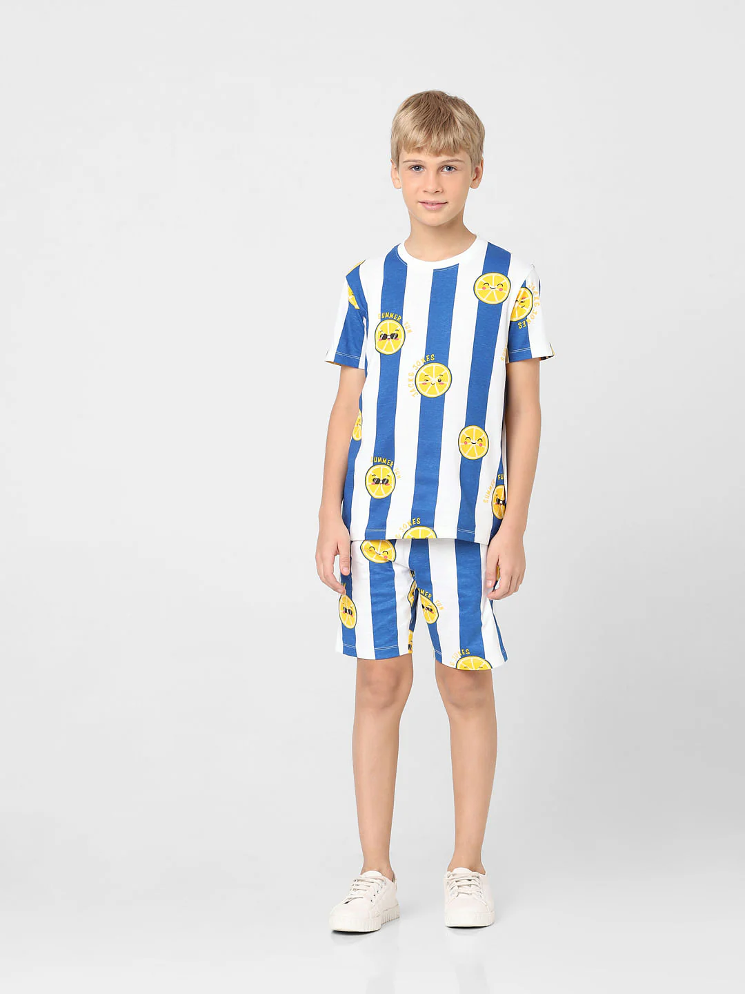 Boys Blue Striped Co-ord T-shirt - Image 6