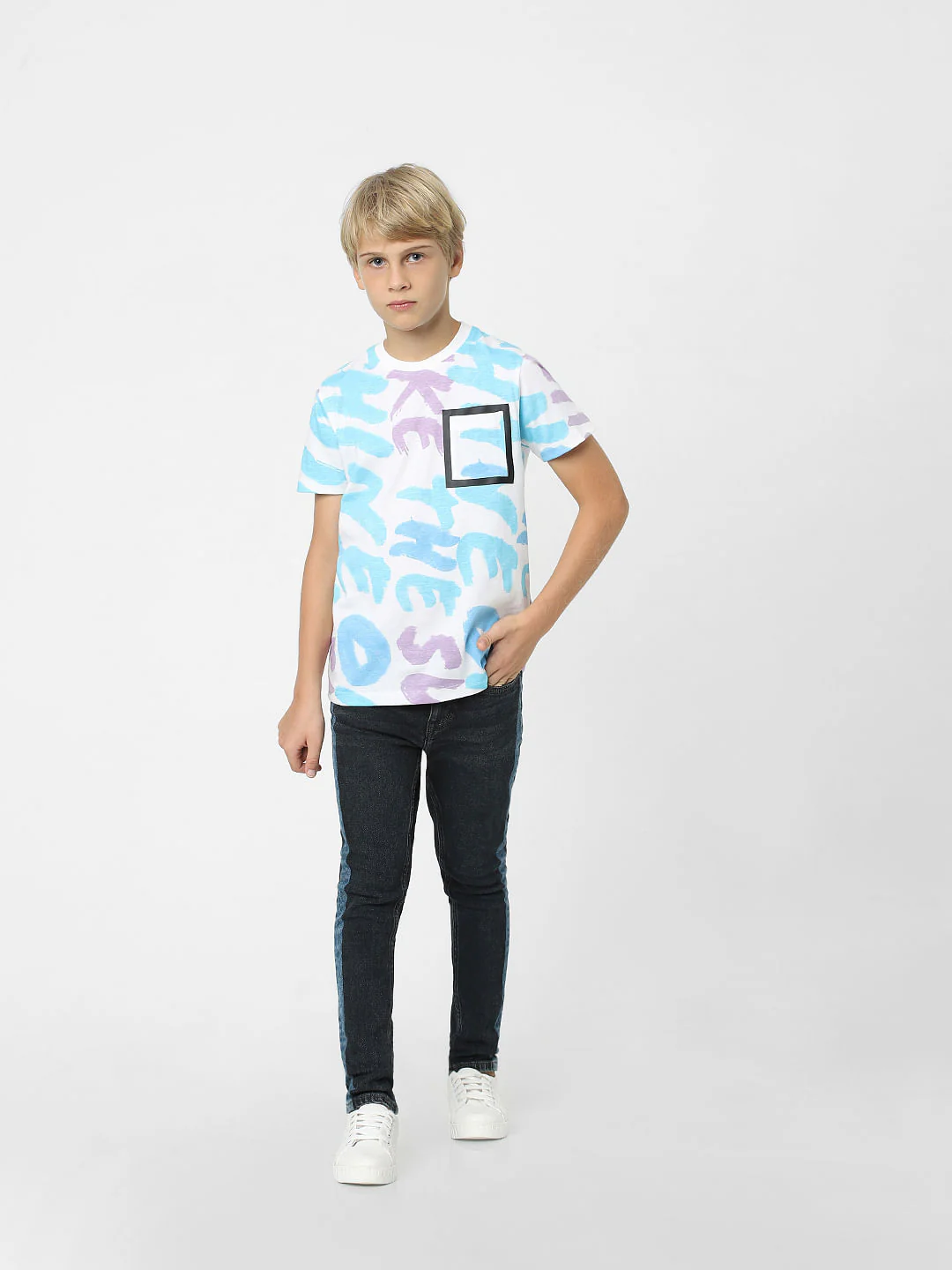 Boys White Typographic Print T-shirt - Image 6