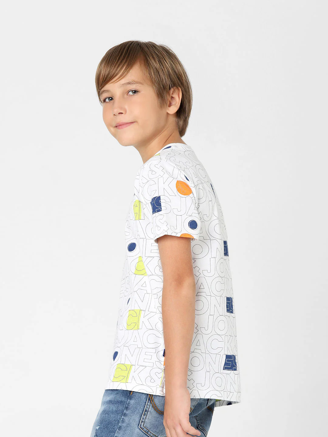 Boys White Logo Print Crew Neck T-shirt - Image 3