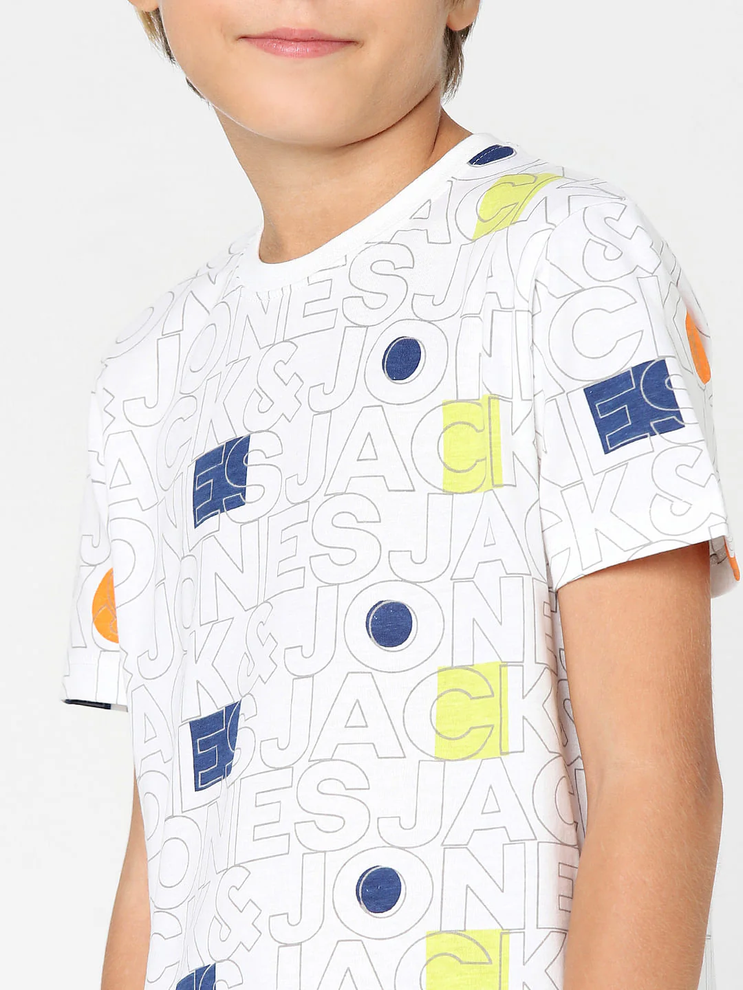 Boys White Logo Print Crew Neck T-shirt - Image 5