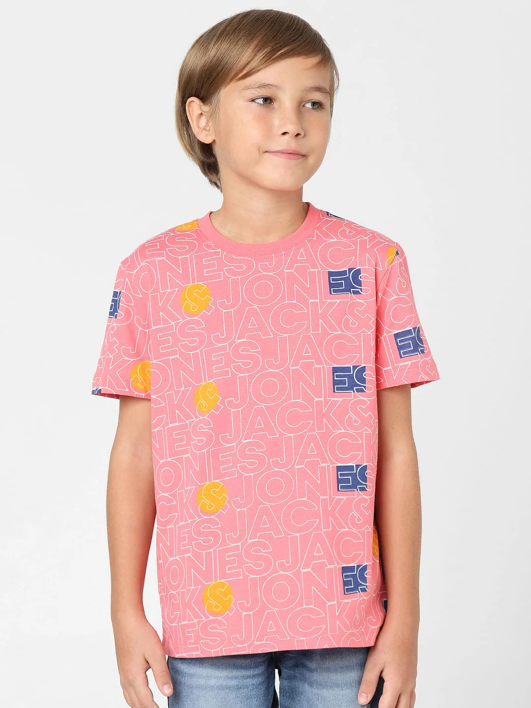 Boys Pink Logo Print Crew Neck T-shirt - Image 2