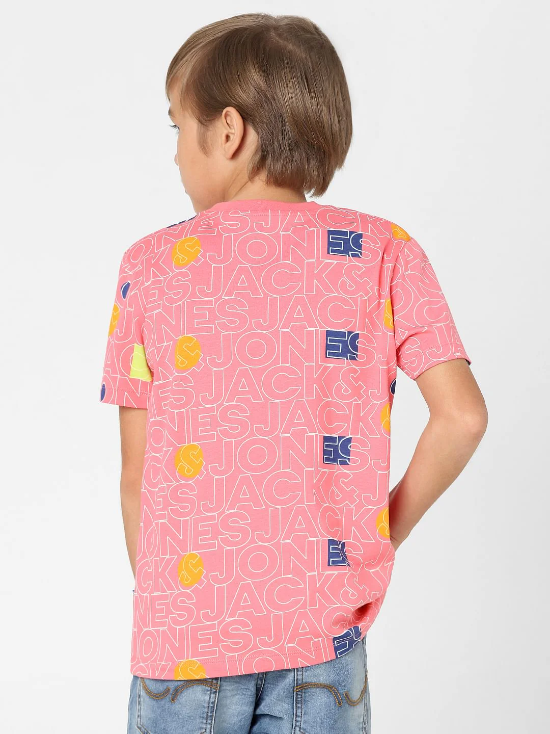 Boys Pink Logo Print Crew Neck T-shirt - Image 4