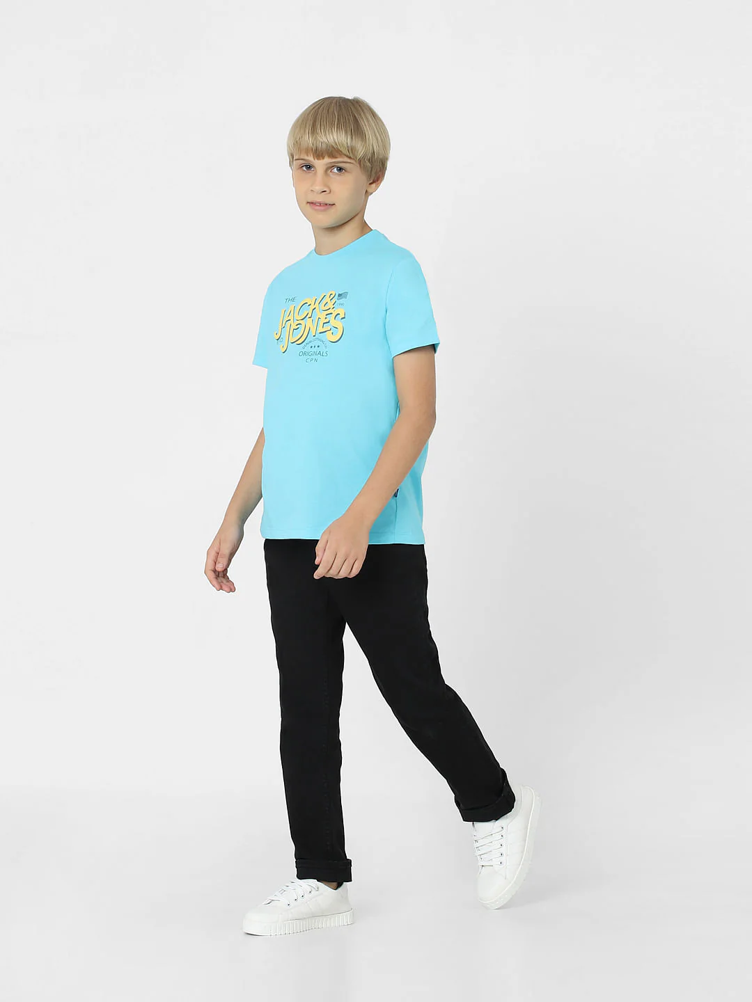 BOYS Blue Logo Print T-shirt - Image 6