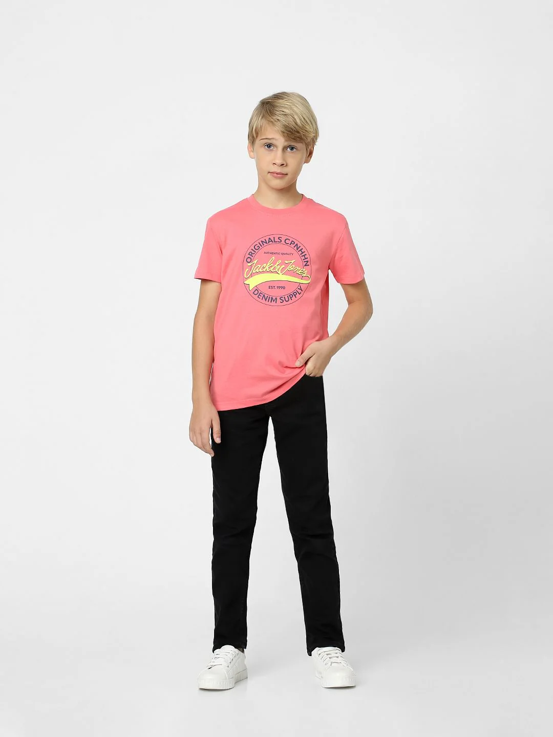 Boys Pink Print Crew Neck T-shirt - Image 6