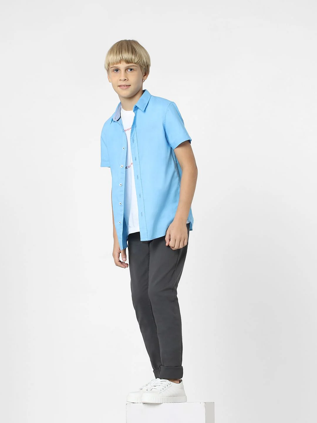 BOYS Blue Short Sleeves Shirt