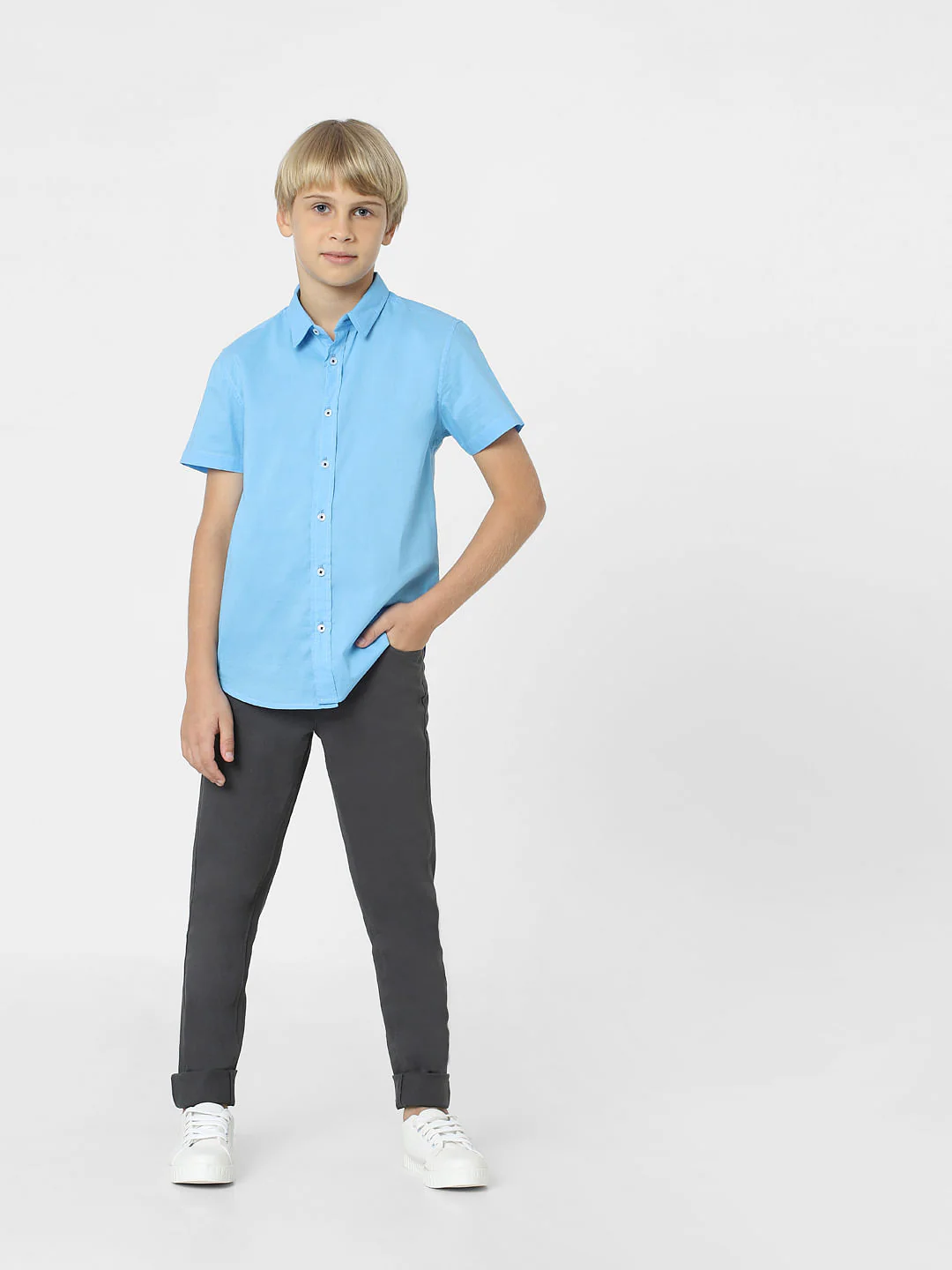 BOYS Blue Short Sleeves Shirt - Image 6