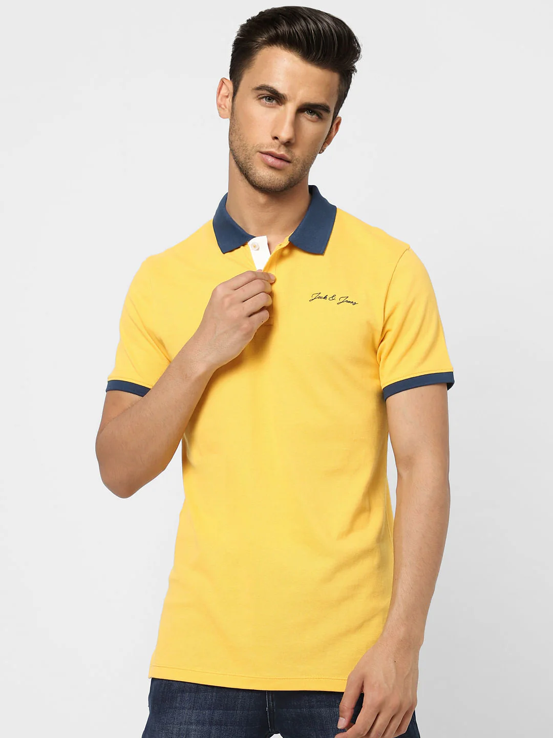 Yellow Contrast Tipping Polo T-shirt - Image 2