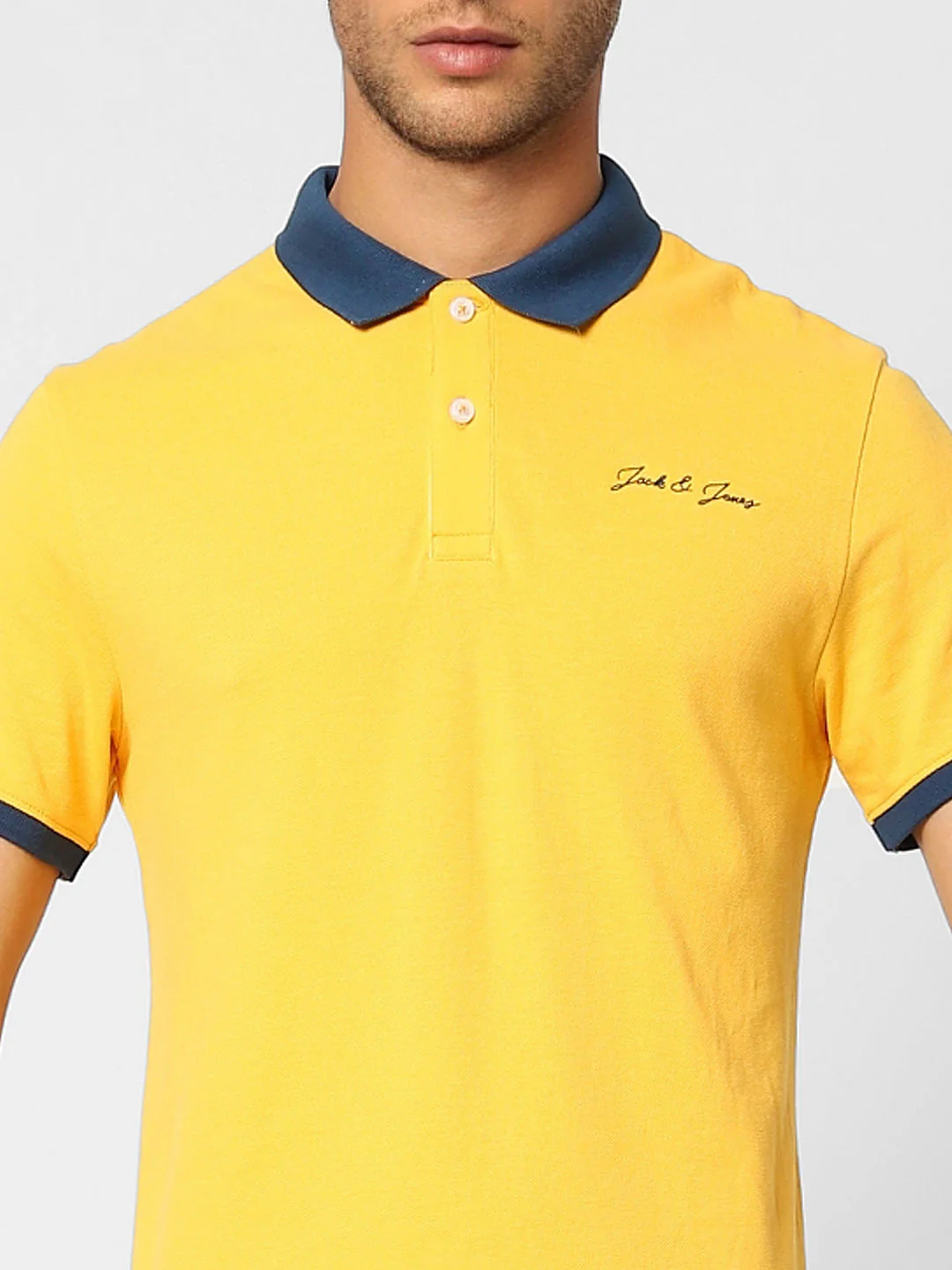 Yellow Contrast Tipping Polo T-shirt - Image 5