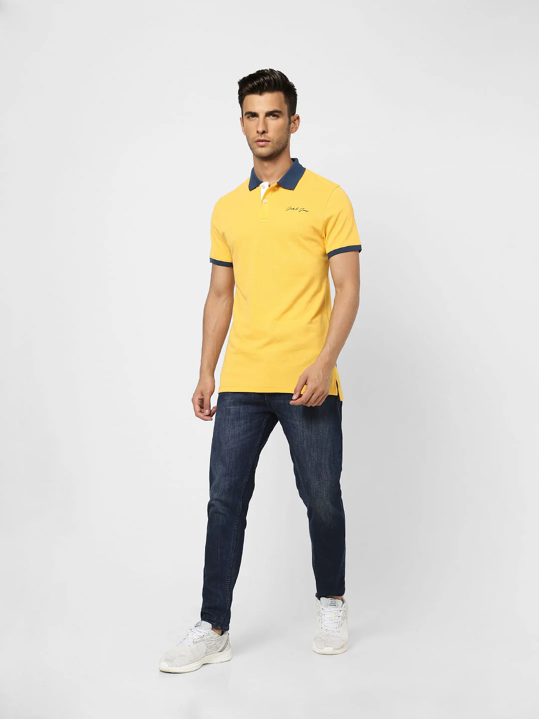 Yellow Contrast Tipping Polo T-shirt - Image 6