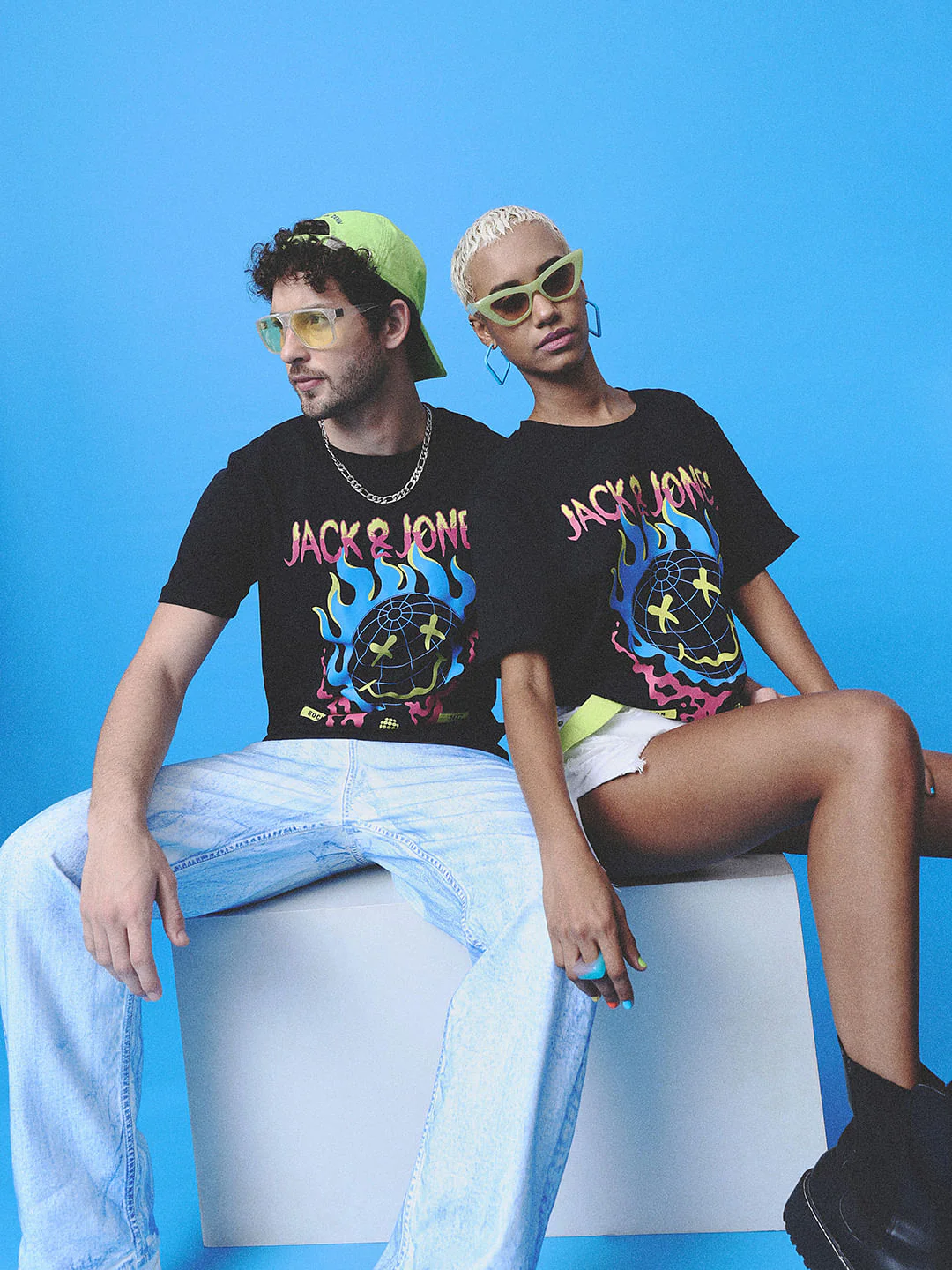 X Sunburn Black Rock-On Print Crew Neck T-shirt