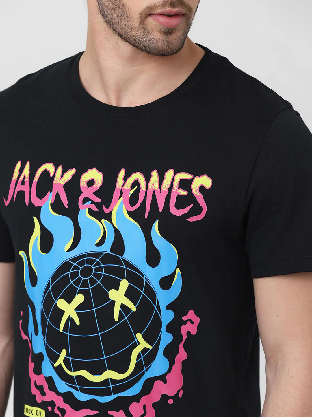X Sunburn Black Rock-On Print Crew Neck T-shirt - Image 5