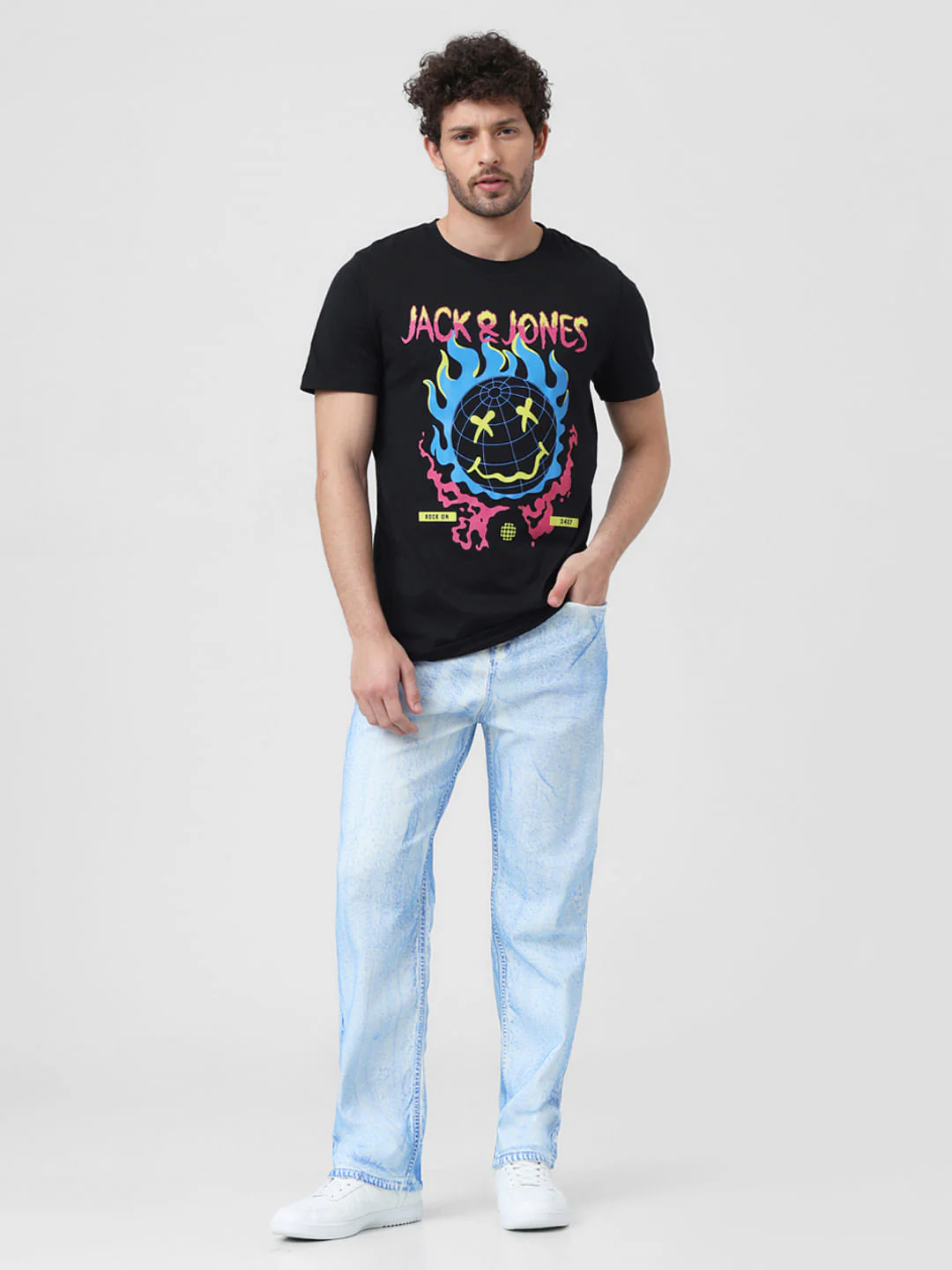 X Sunburn Black Rock-On Print Crew Neck T-shirt - Image 6